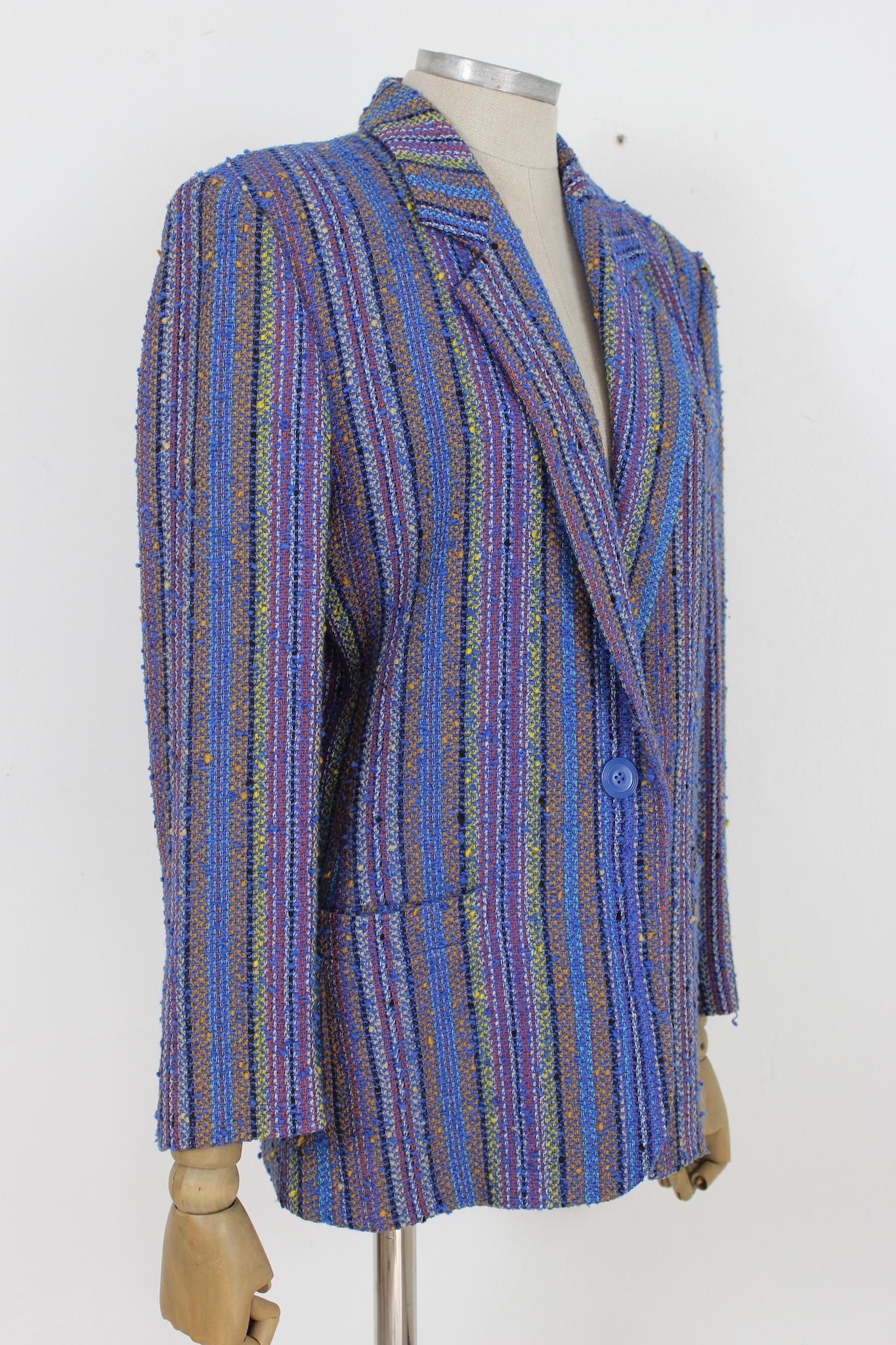 Women's Missoni Blue Wool Boucle Vintage Classic Jacket 1990s