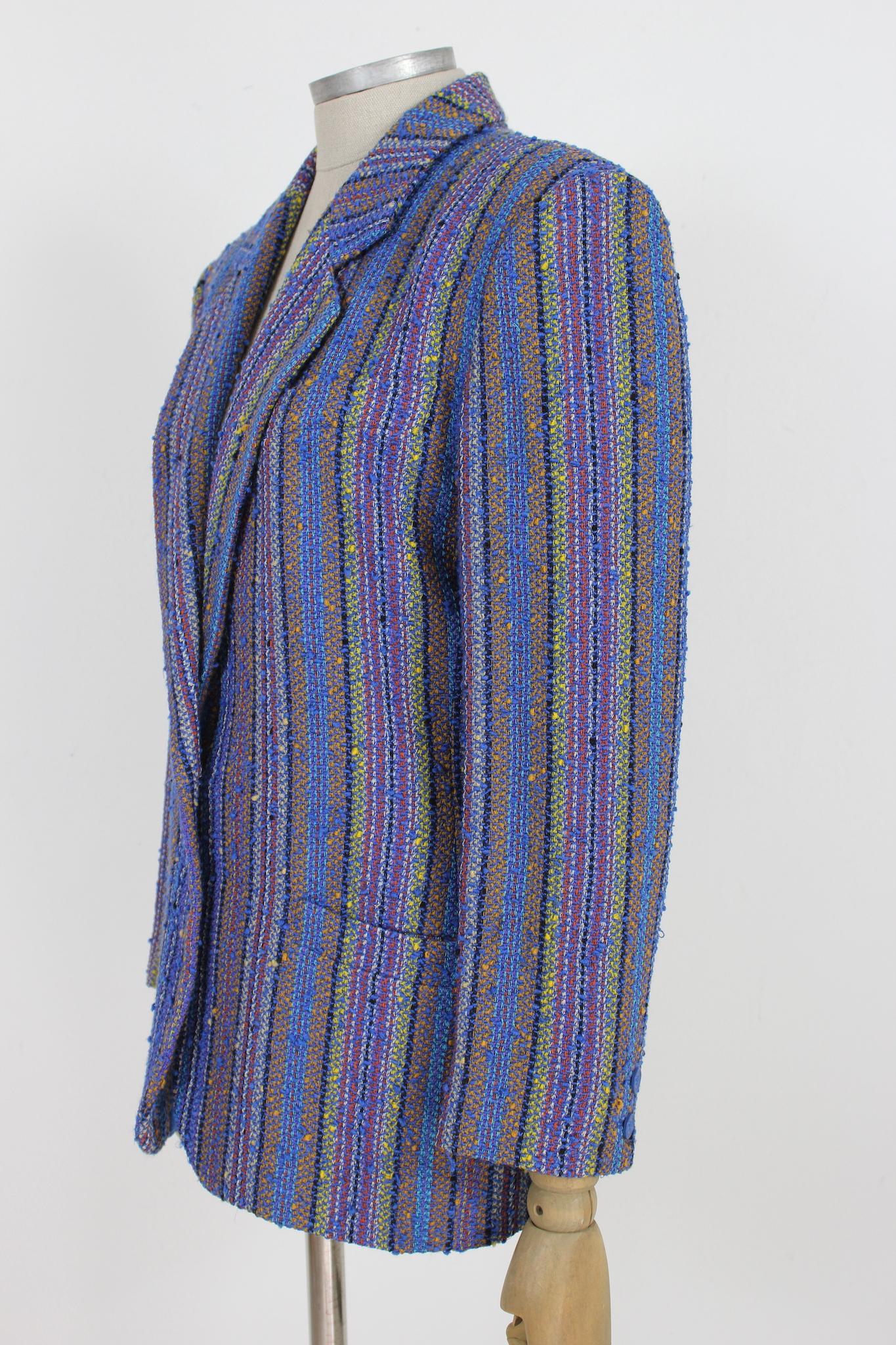 Missoni Blue Wool Boucle Vintage Classic Jacket 1990s 1