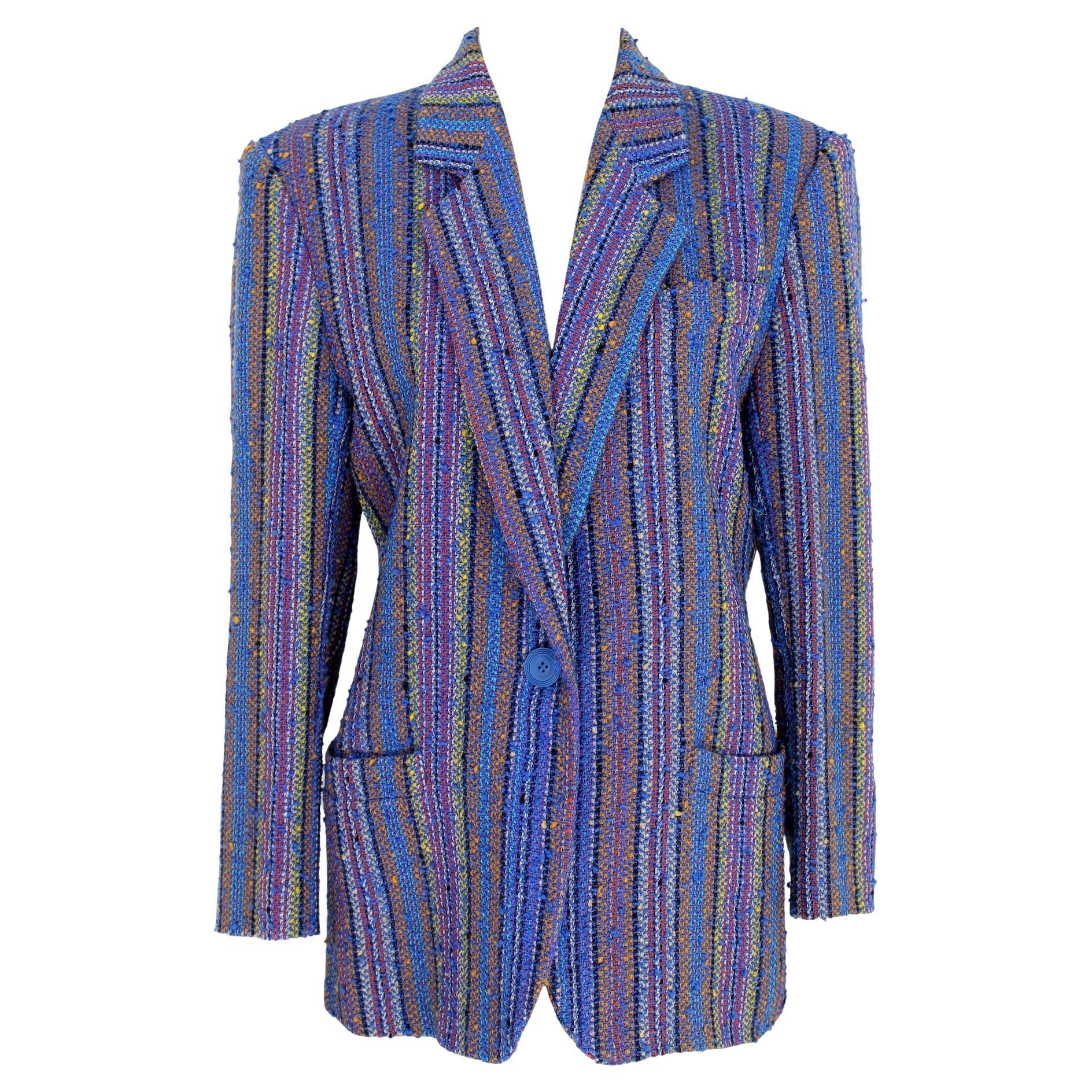 Missoni Blue Wool Boucle Vintage Classic Jacket 1990s