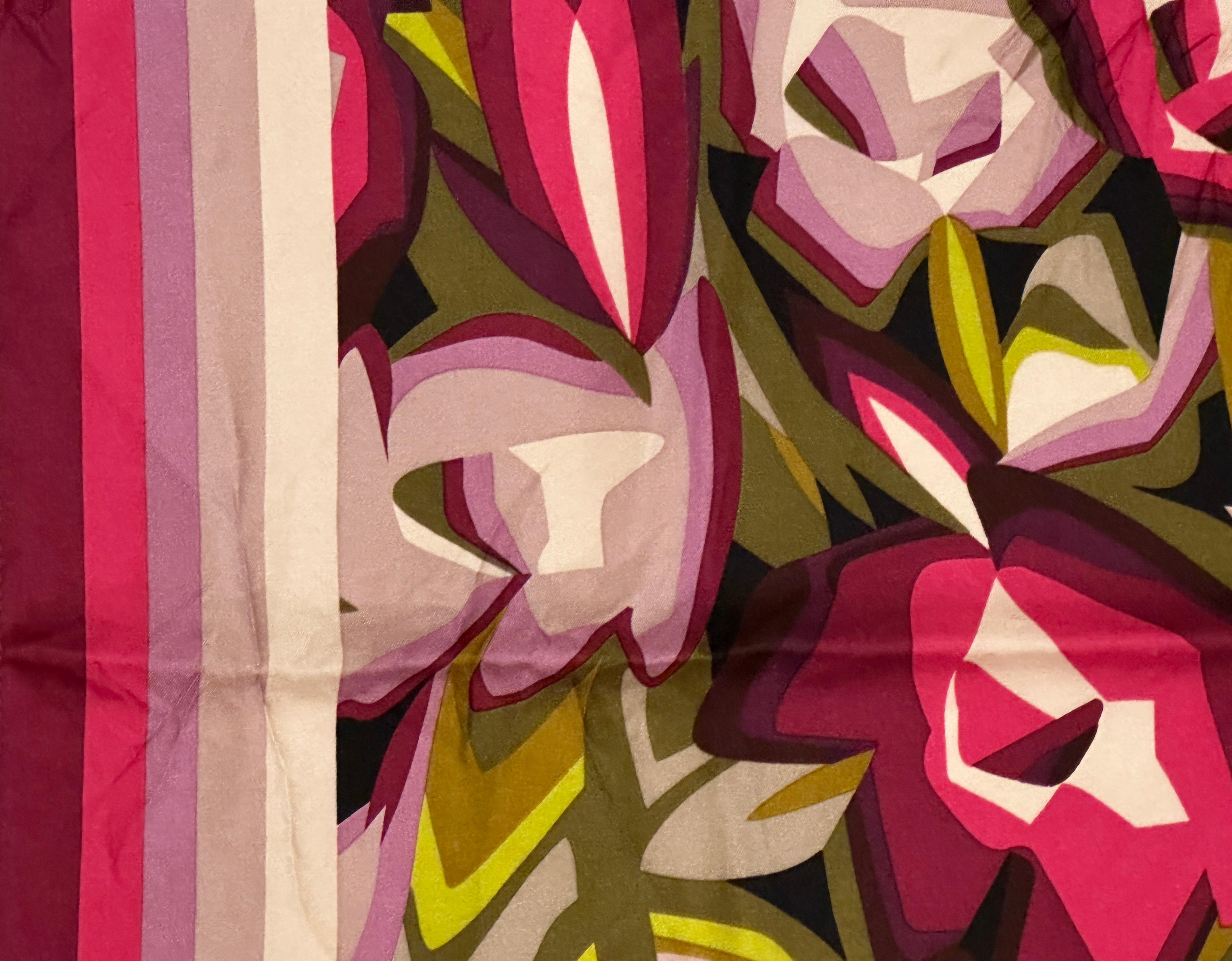 Missoni Bold Shades Of Fuchsia Floral Silk Scarf For Sale 1