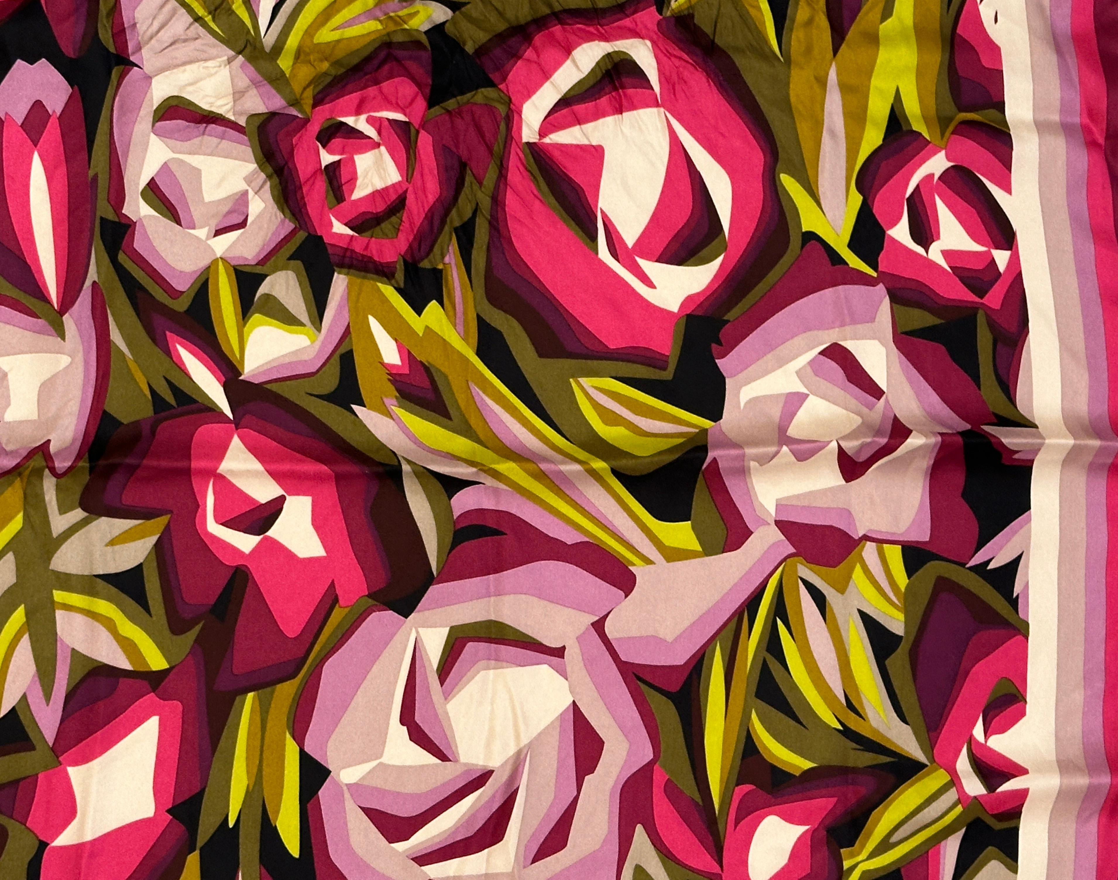 Missoni Bold Shades Of Fuchsia Floral Silk Scarf For Sale 5