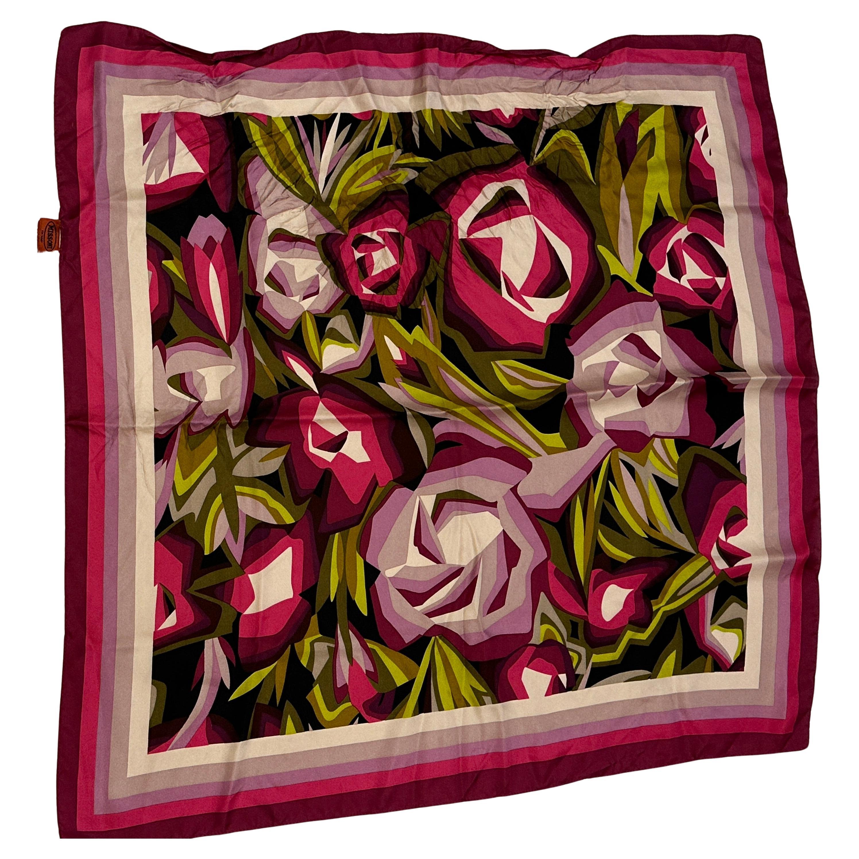 Missoni Bold Shades Of Fuchsia Floral Silk Scarf For Sale