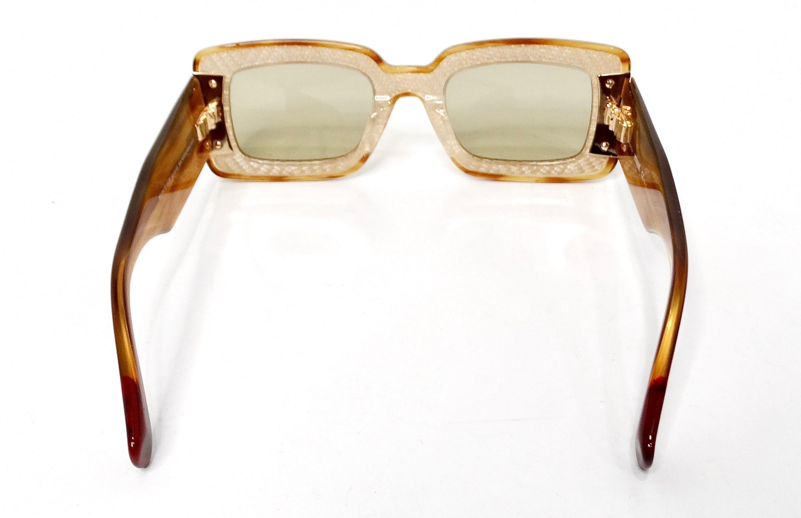 Donna Occhiali da sole quadrati Missoni in acetato marrone con dettagli iconici in maglia in vendita