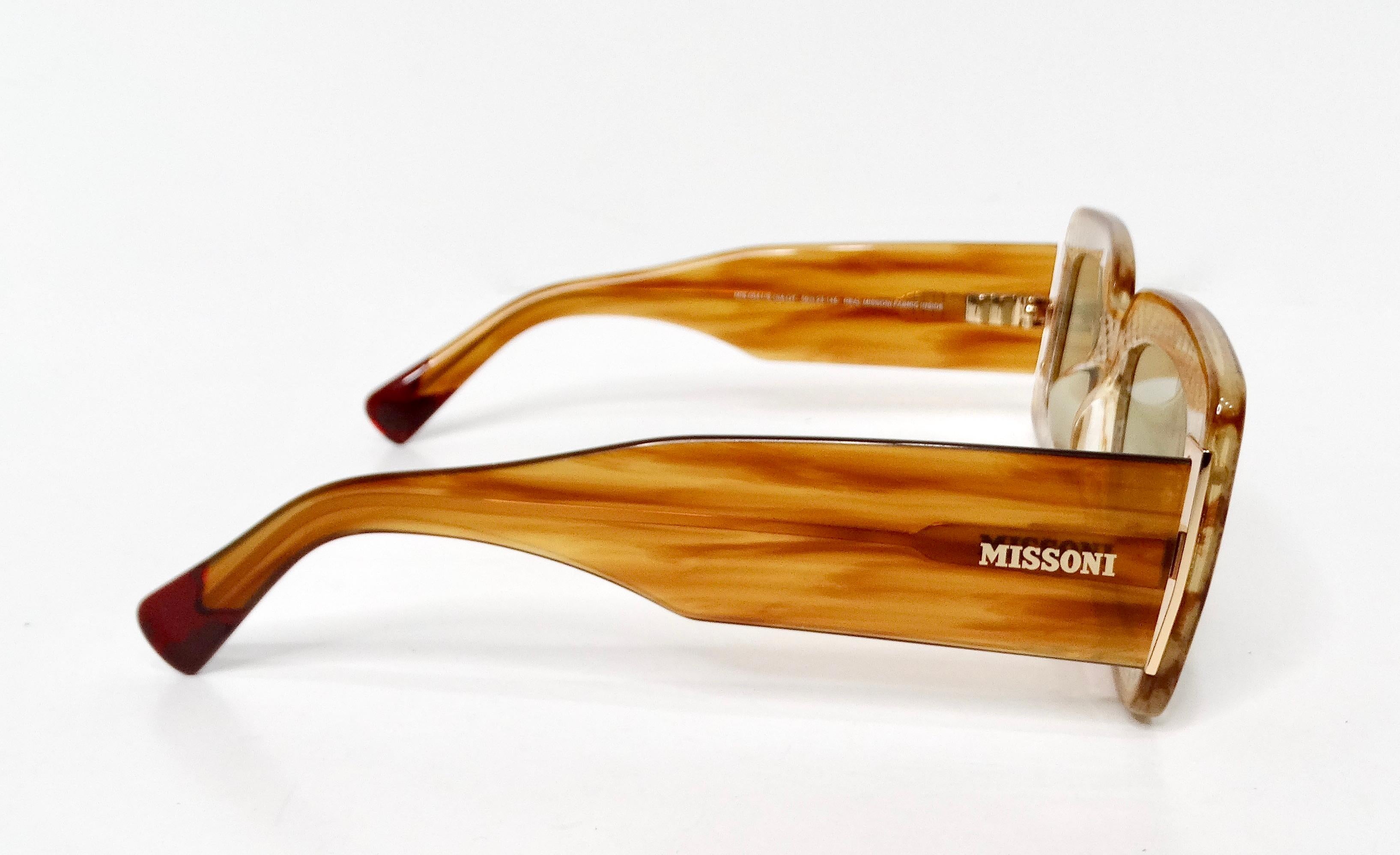 Occhiali da sole quadrati Missoni in acetato marrone con dettagli iconici in maglia in vendita 3