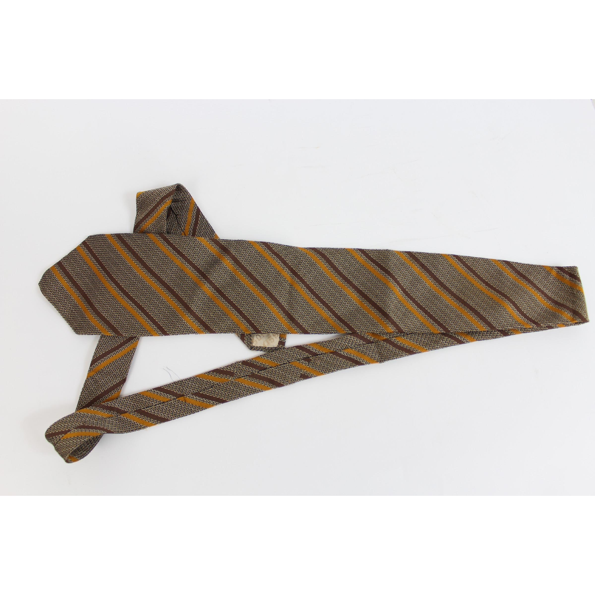 Men's Missoni Brown Beige Silk Regimental Tie For Sale