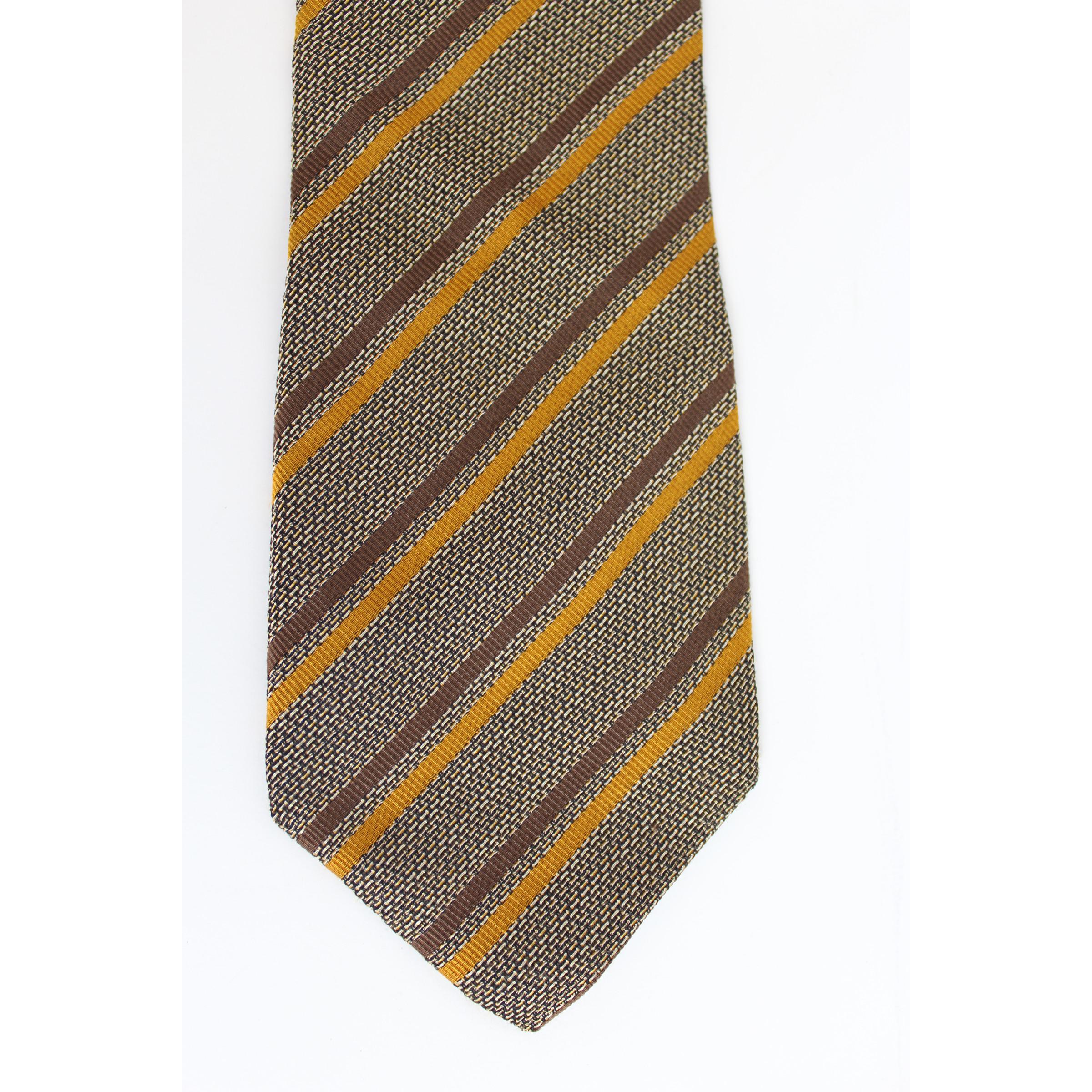 Missoni Brown Beige Silk Regimental Tie For Sale 1