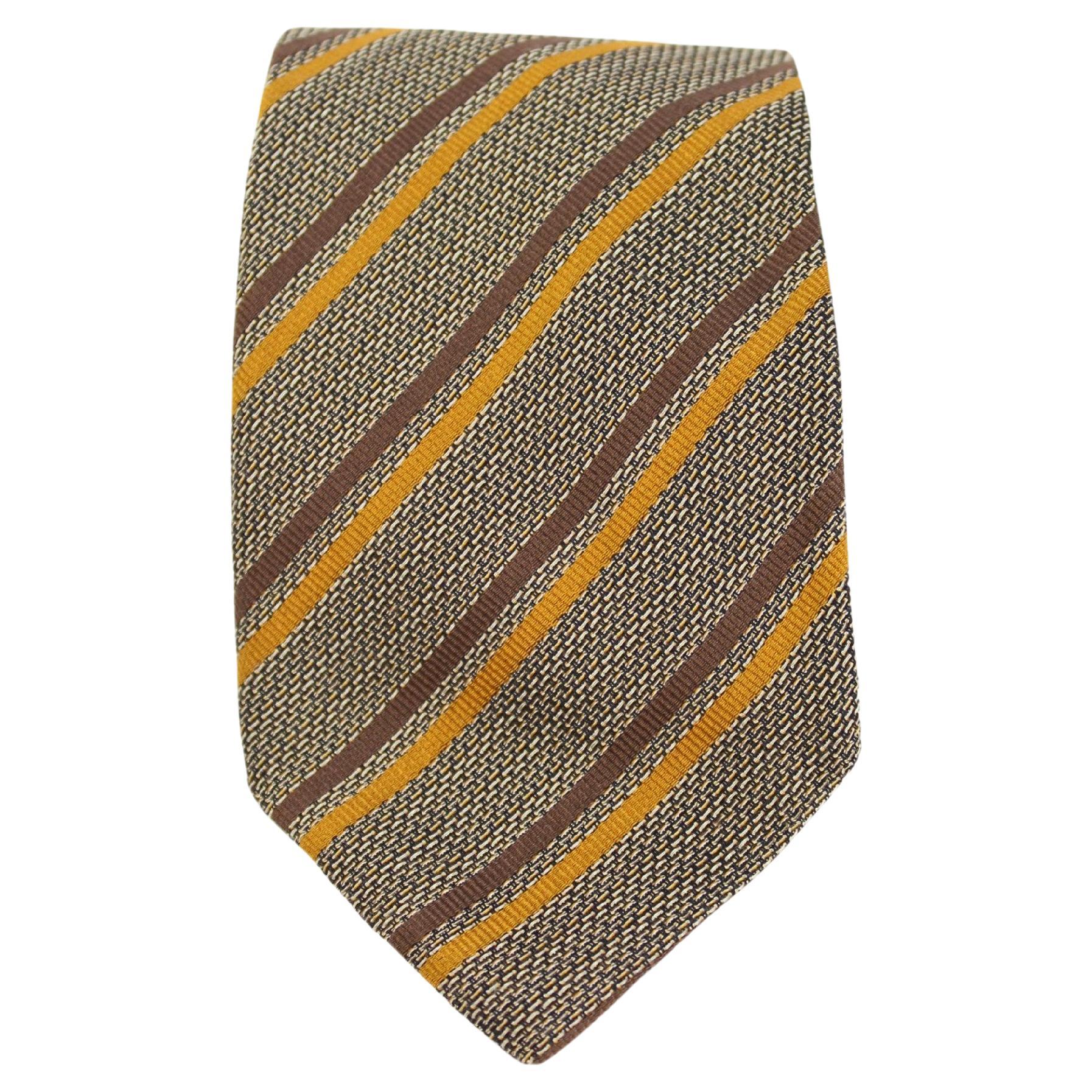 Missoni Brown Beige Silk Regimental Tie For Sale