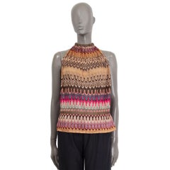 MISSONI brown beige viscose Knit Halter Tank Top Sleeveless Shirt 42 M