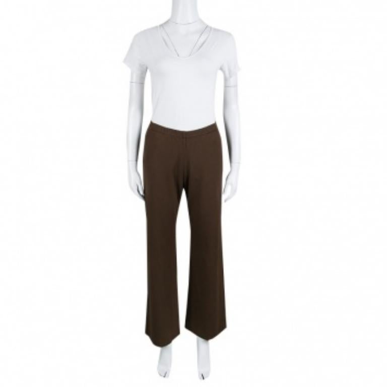 Missoni Brown Elasticized Waist Wide Leg Pants M Damen im Angebot