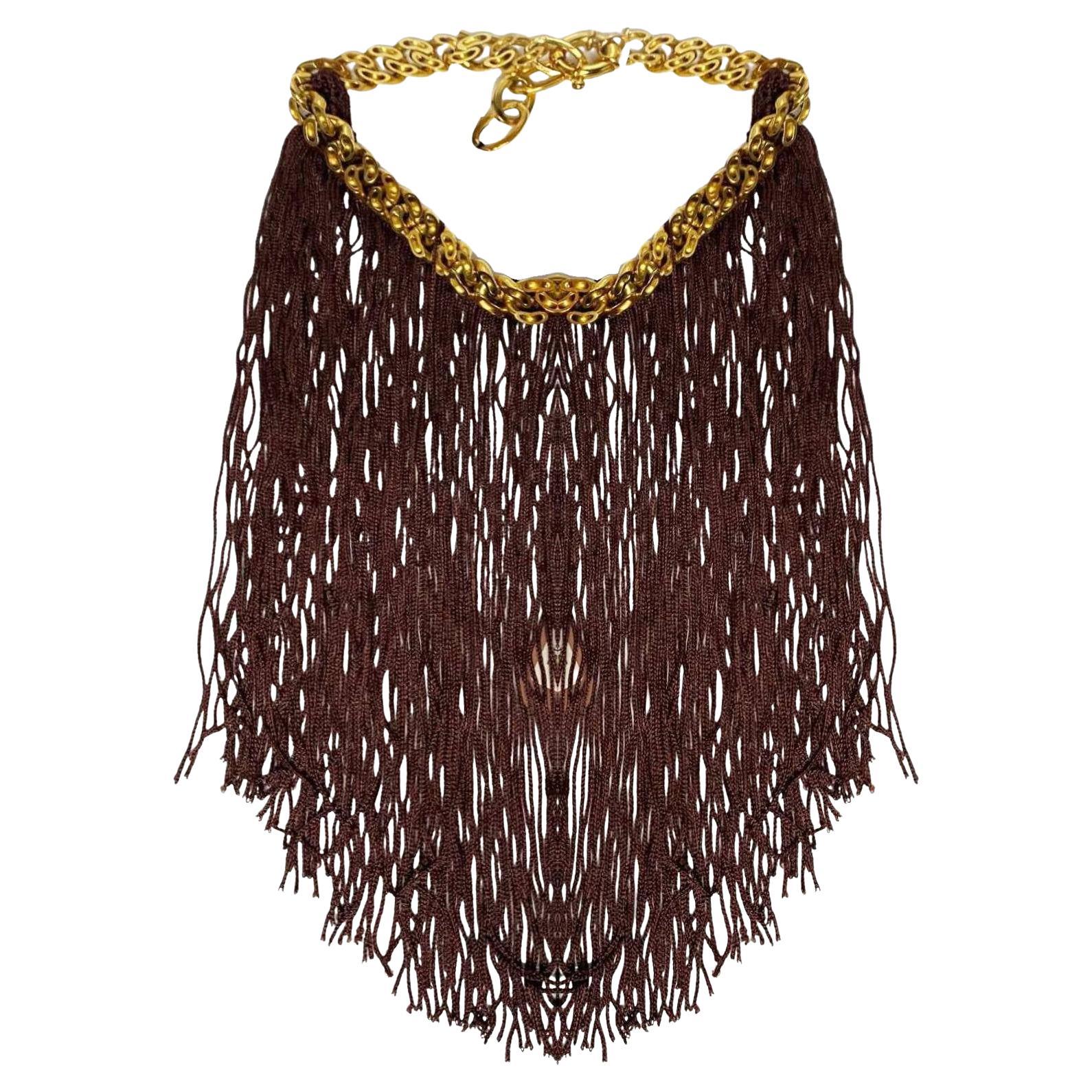 Choker-Halskette mit braunen Fransen aus Gold und Metall von Missoni