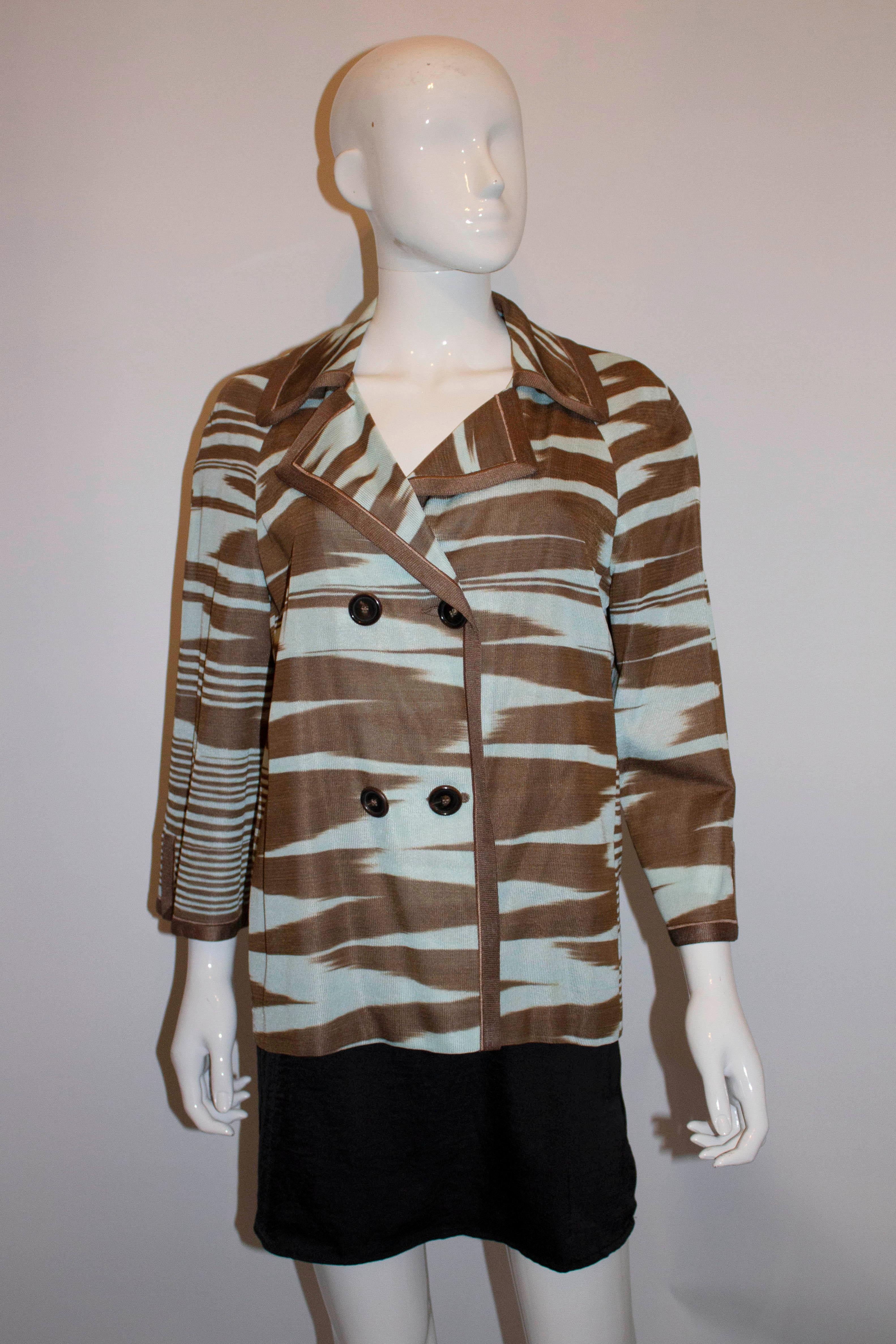 Missoni Brown Label, Sky Blue and Brown Jacket In Good Condition For Sale In London, GB