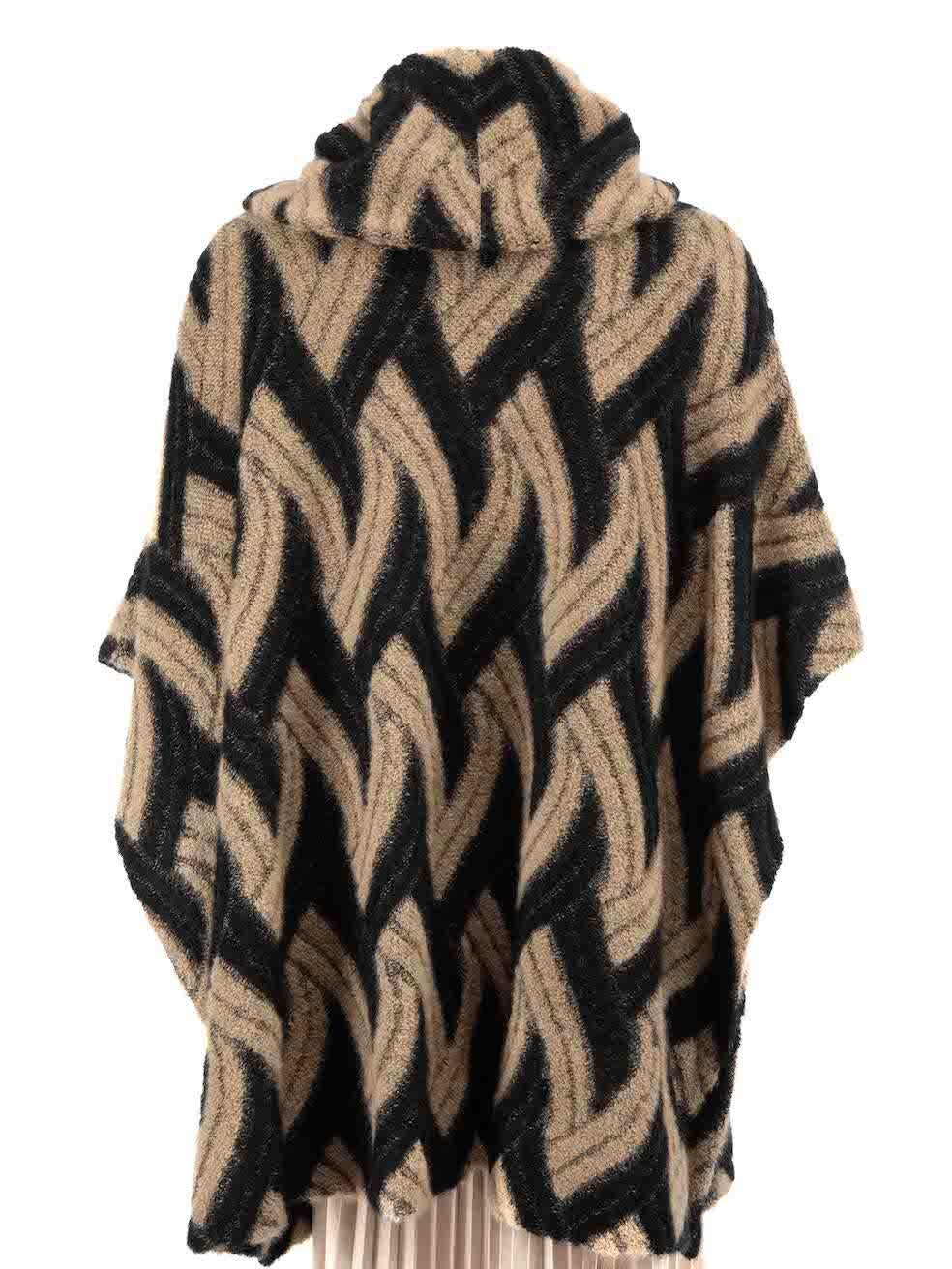 Missoni Brown Mohair Zigzag Cape Sleeve Cardigan Size S In Good Condition For Sale In London, GB