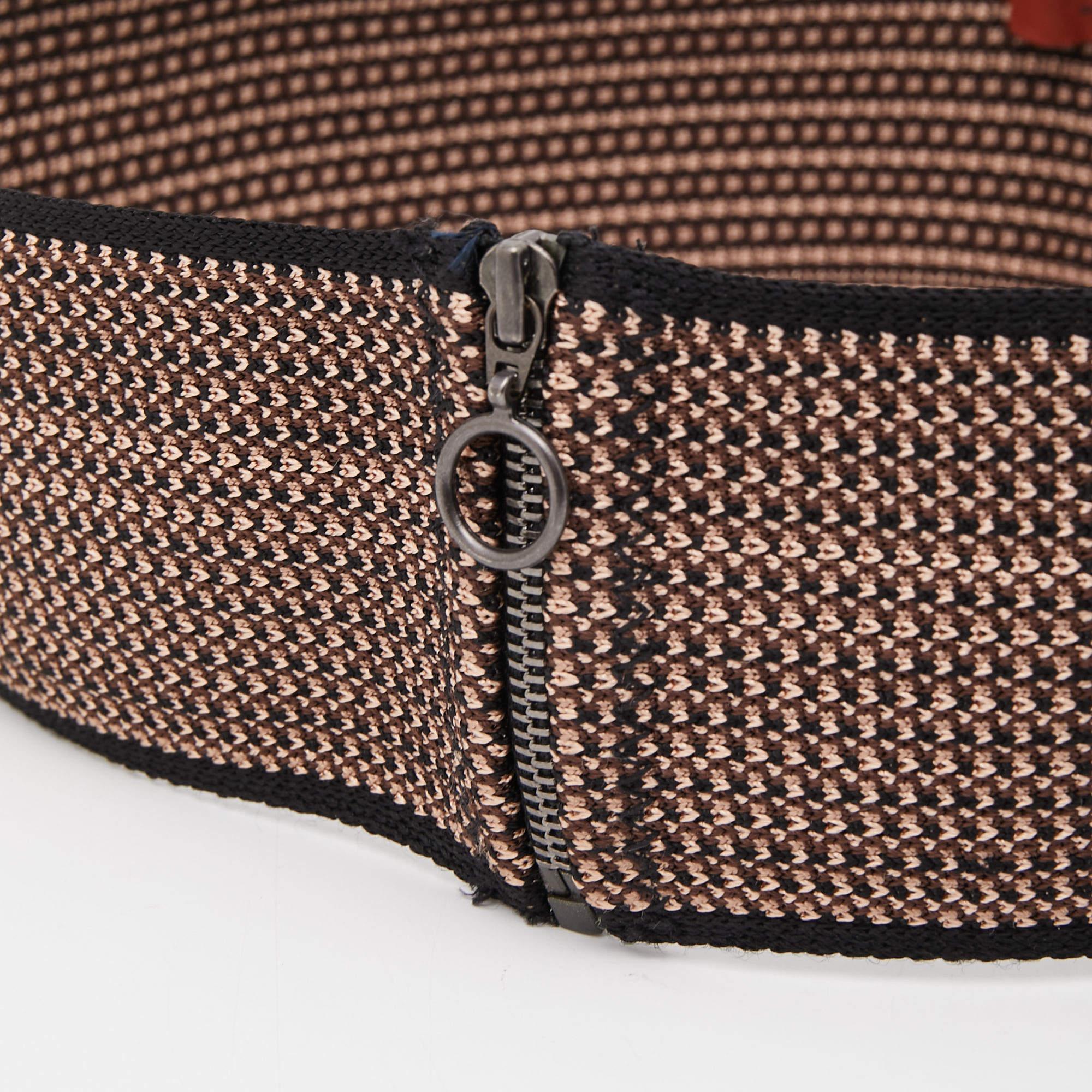 Black Missoni Brown Striped Knit Elasticized Waist Belt M For Sale