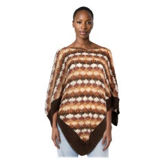Missoni Brauner gestreifter Strickponcho Größe L