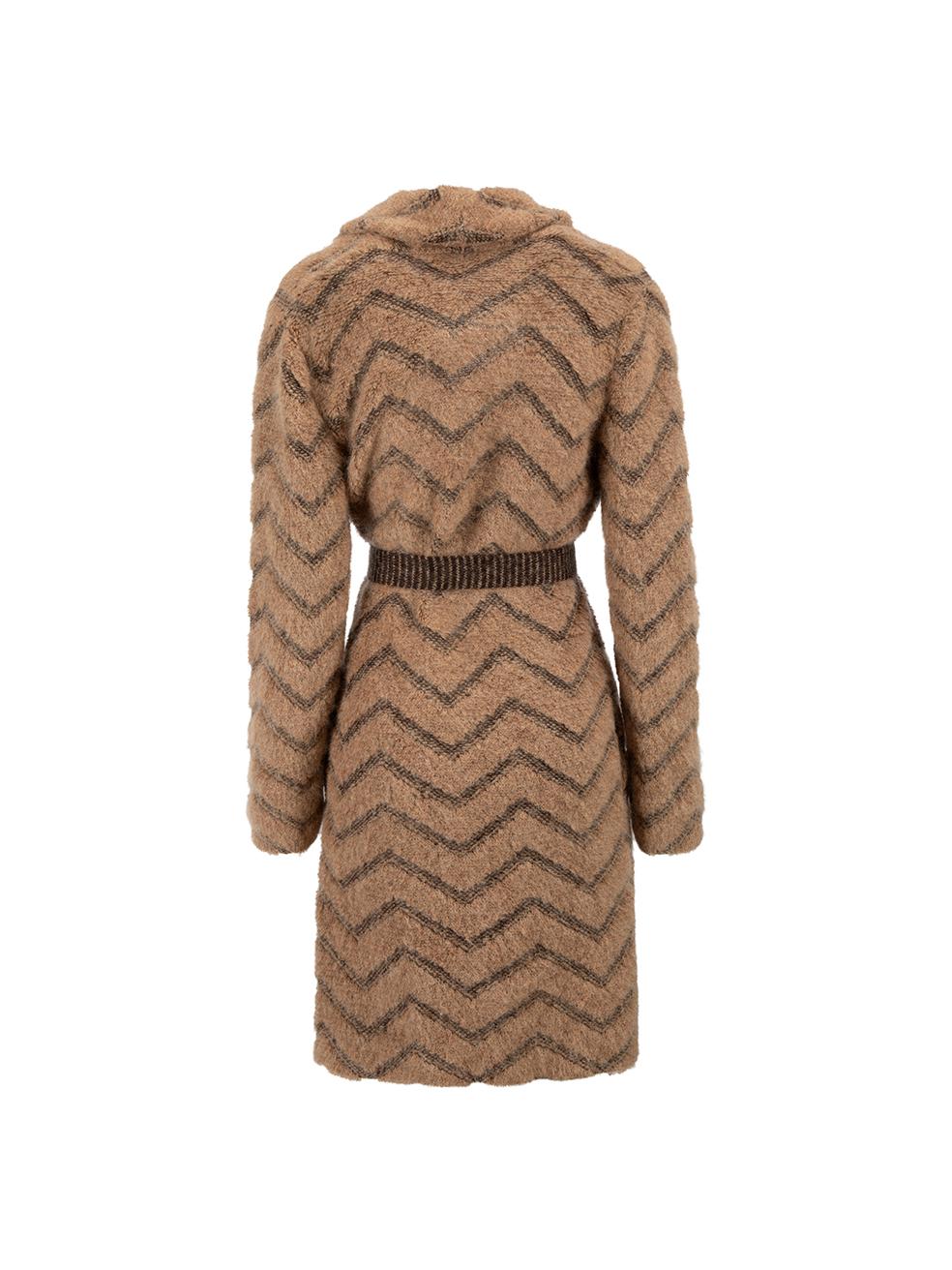 Missoni Brown Wool Long Knit Cardigan Size S In New Condition For Sale In London, GB