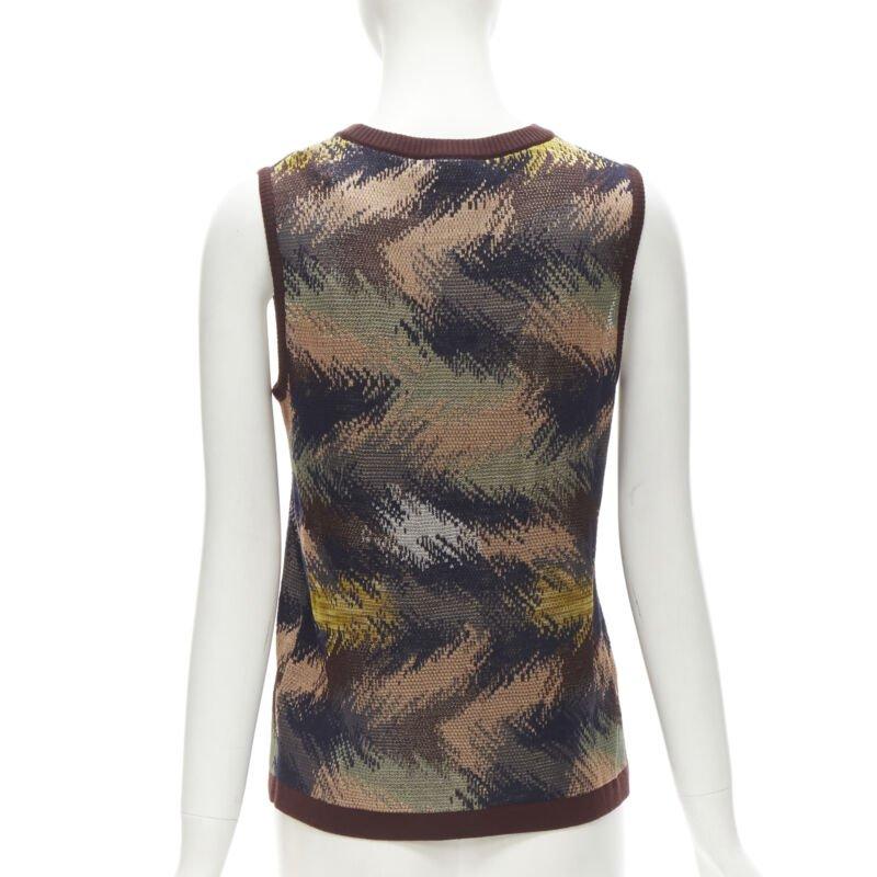 Women's MISSONI burgundy crochet intarsia knit grandma vest IT44 M For Sale