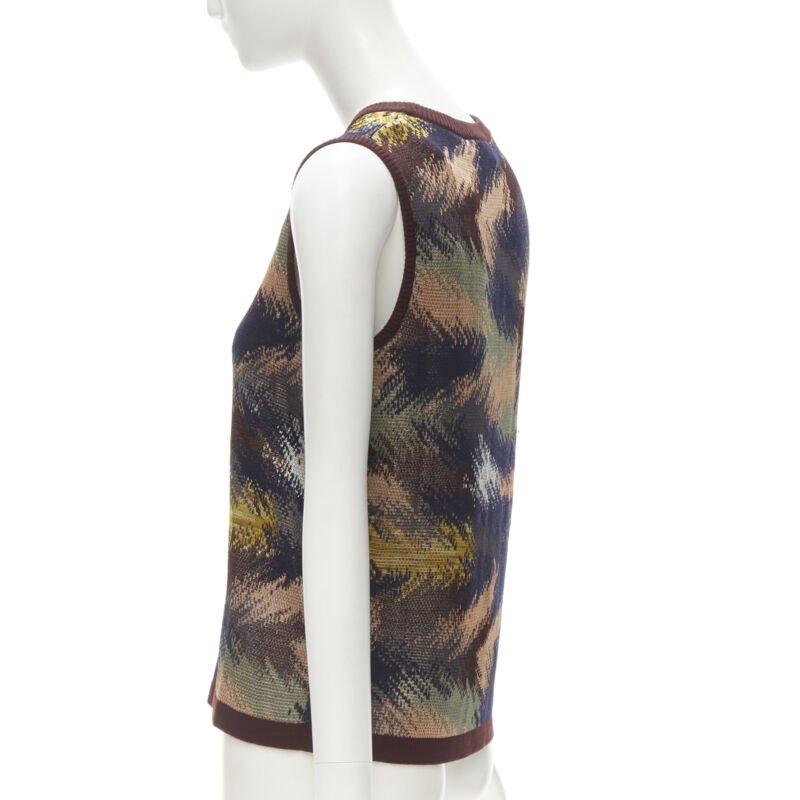 MISSONI burgundy crochet intarsia knit grandma vest IT44 M For Sale 1