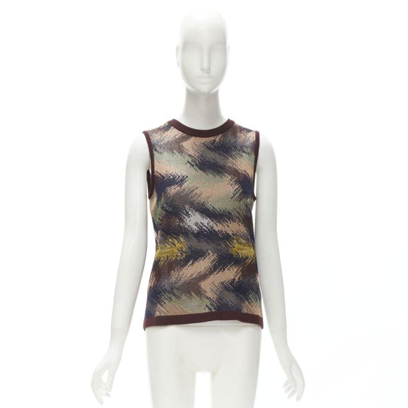 MISSONI burgundy crochet intarsia knit grandma vest IT44 M For Sale 4
