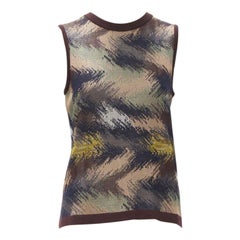 MISSONI burgundy crochet intarsia knit grandma vest IT44 M