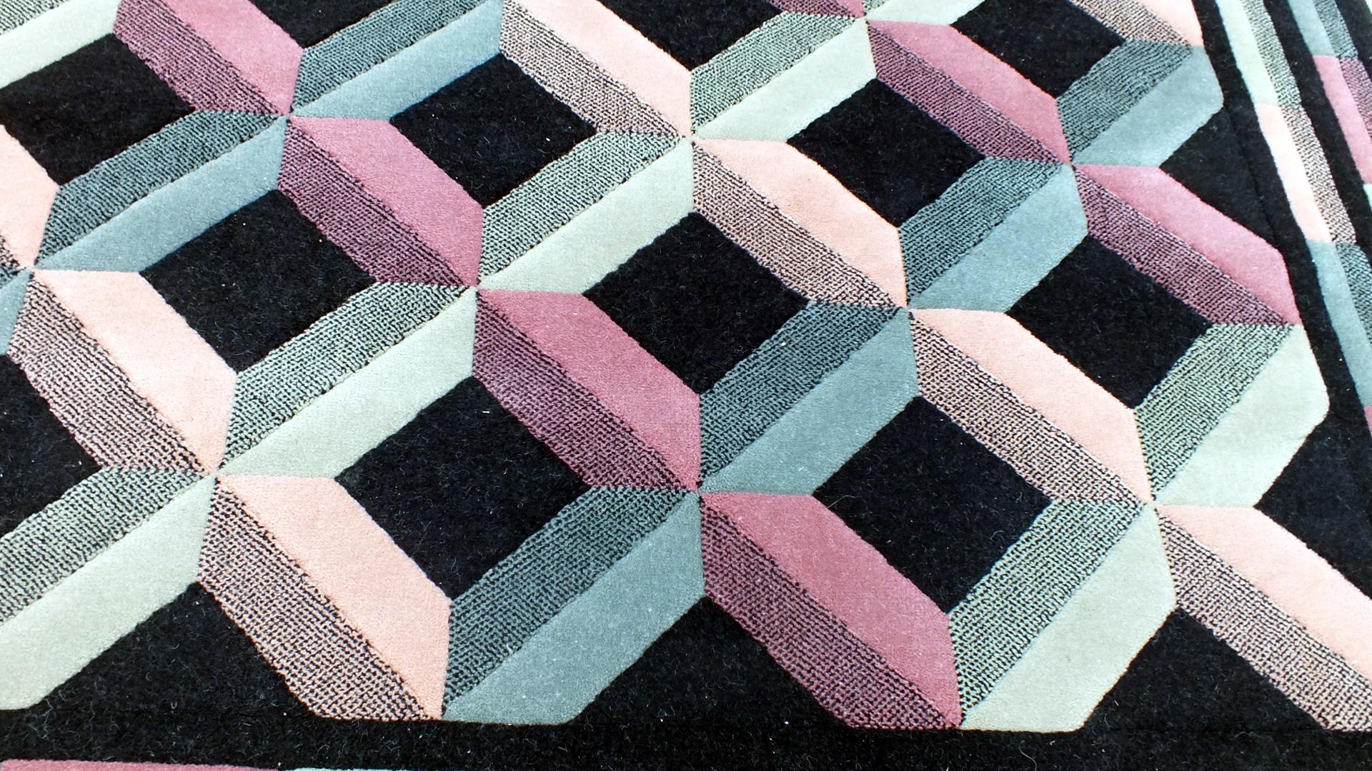 Missoni by T&J. Vestor in years '80 optical art carpet wool For Sale 1