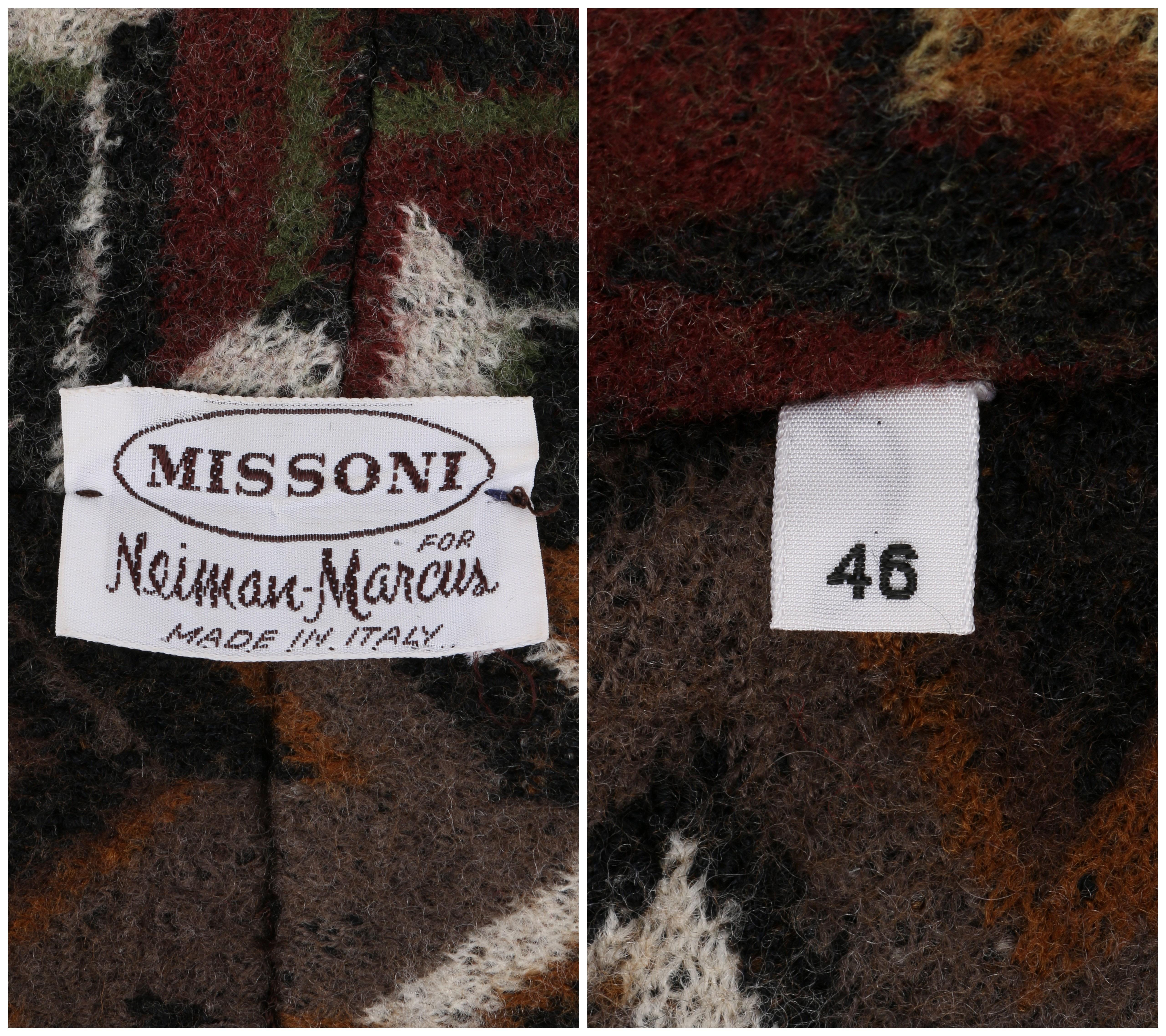 MISSONI c.1970’s Multi-Color Chevron Button Up Wool Knit Coat Jacket  2