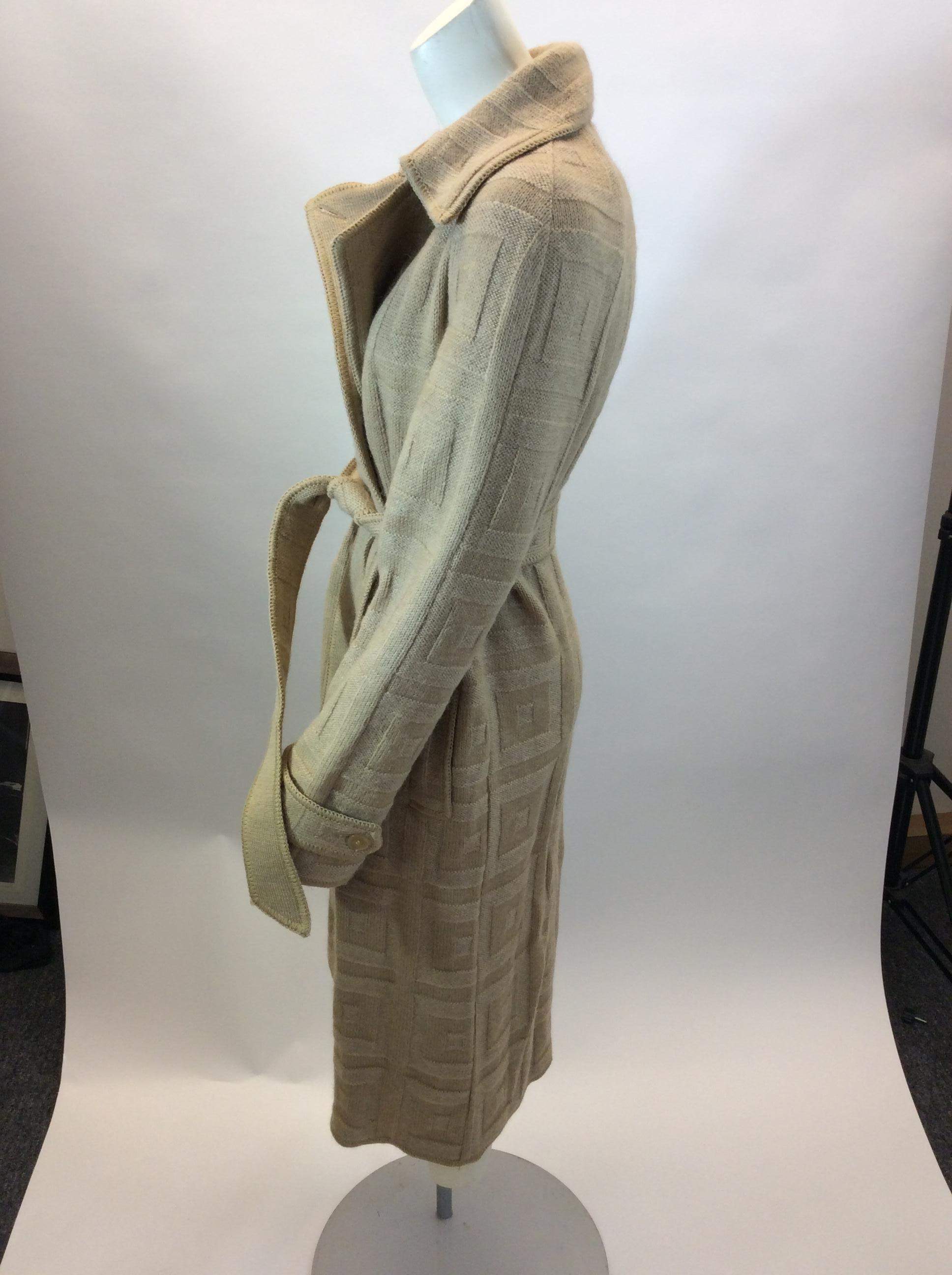 Missoni Camel Knit Wool Coat
$499
Made in Italy
77% wool, 6% nylon, 17% mohair 
Size 40
Length 43
