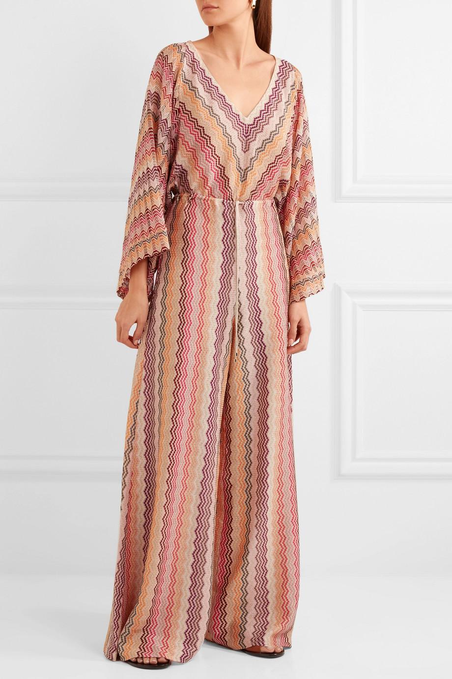 Go for all-out Ibizan glamour in Missoni's multicolored woven zigzag jumpsuit. Stacked heels and gold jewelry will complete the look. 

A sexy and elegant Missoni signature piece that will last you for many summers - Timeless classic!

Missoni