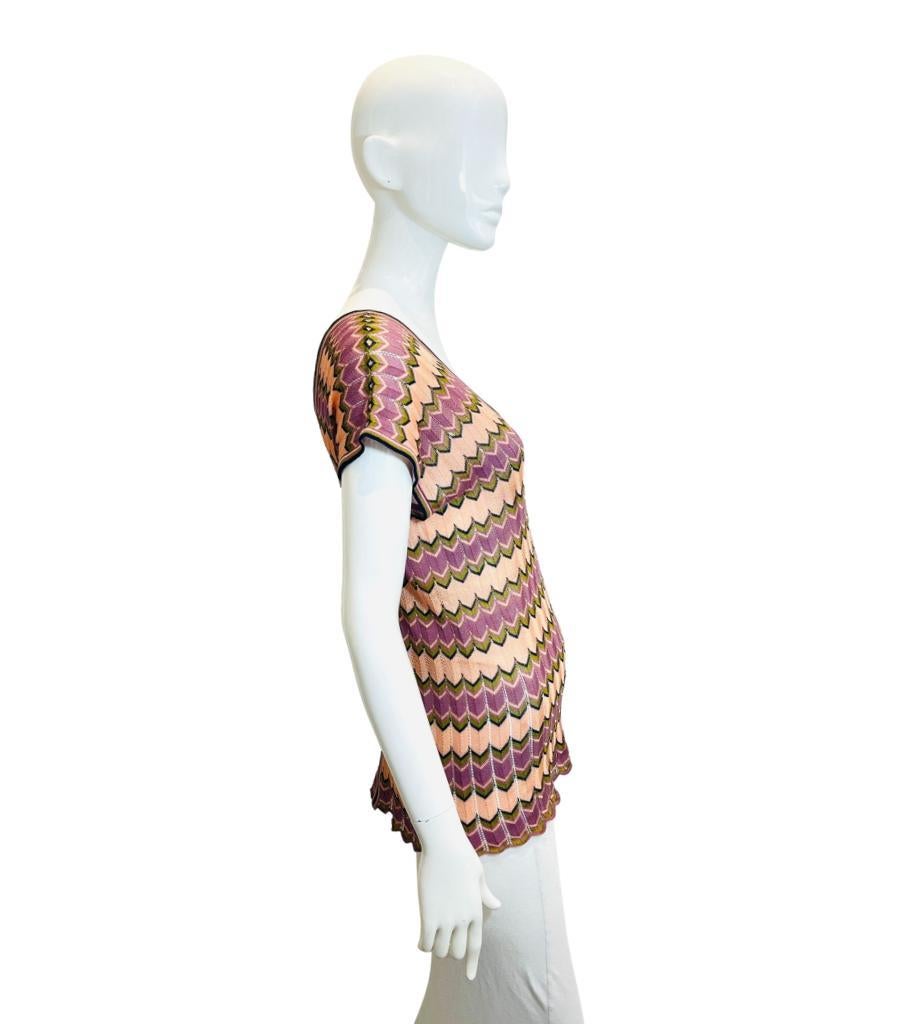 Missoni Chevron Pattern Knitted Cotton Top In Excellent Condition For Sale In London, GB