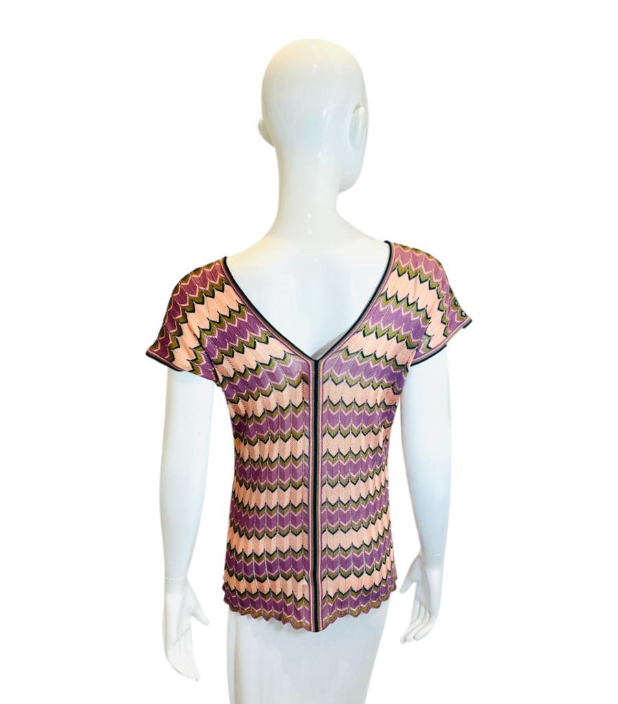 Women's Missoni Chevron Pattern Knitted Cotton Top For Sale