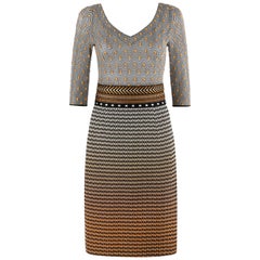 MISSONI Chevron Stripe Polka Dot Ombré Besticktes Taillenband Etuikleid