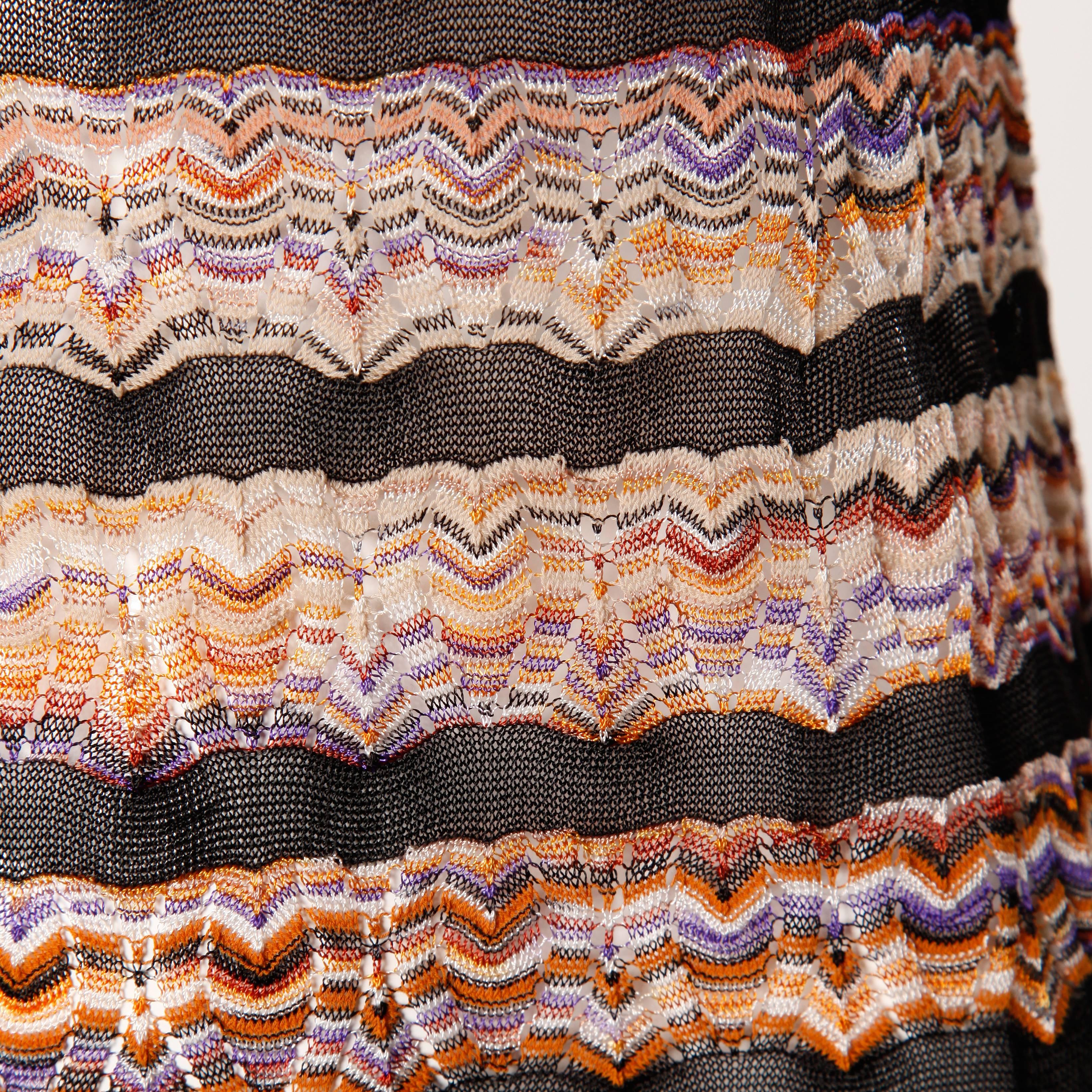Brown Missoni Chevron Zig Zag Knit Dress with Cut Out Back