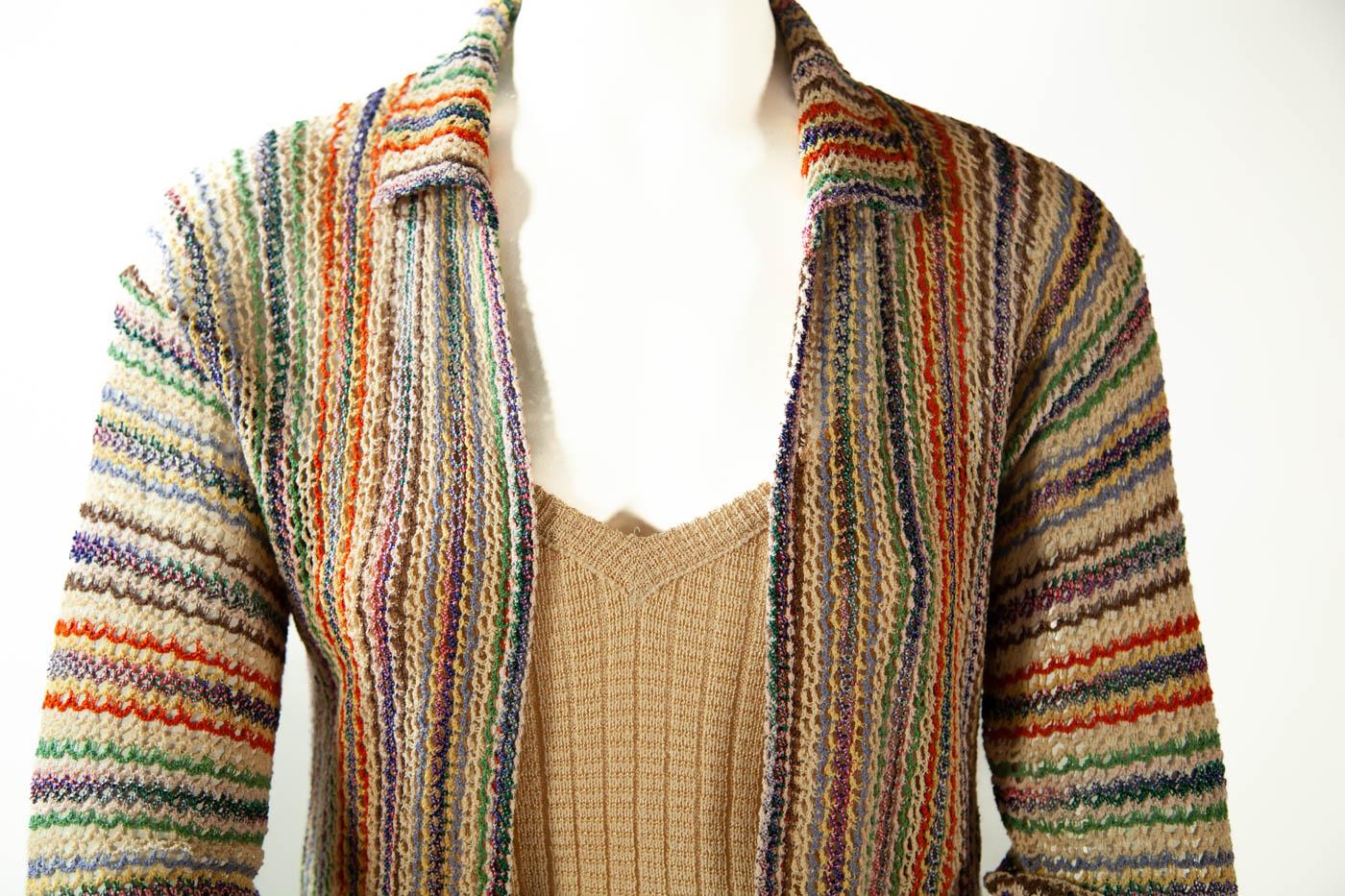 Missoni, Museum Documented Ensemble, Camisole, Skirt and Cardigan, 1973 For Sale 8