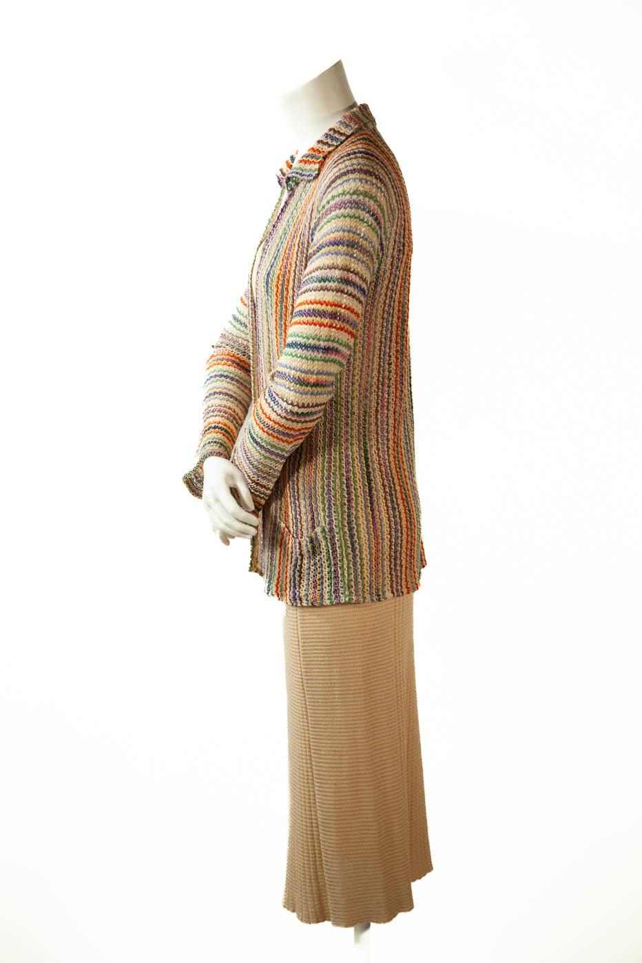 Brown Missoni, Museum Documented Ensemble, Camisole, Skirt and Cardigan, 1973 For Sale