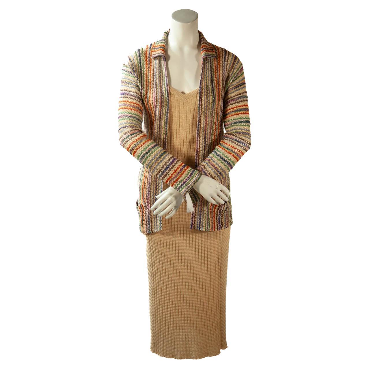 Missoni, Museum Documented Ensemble, Camisole, Skirt and Cardigan, 1973 For Sale