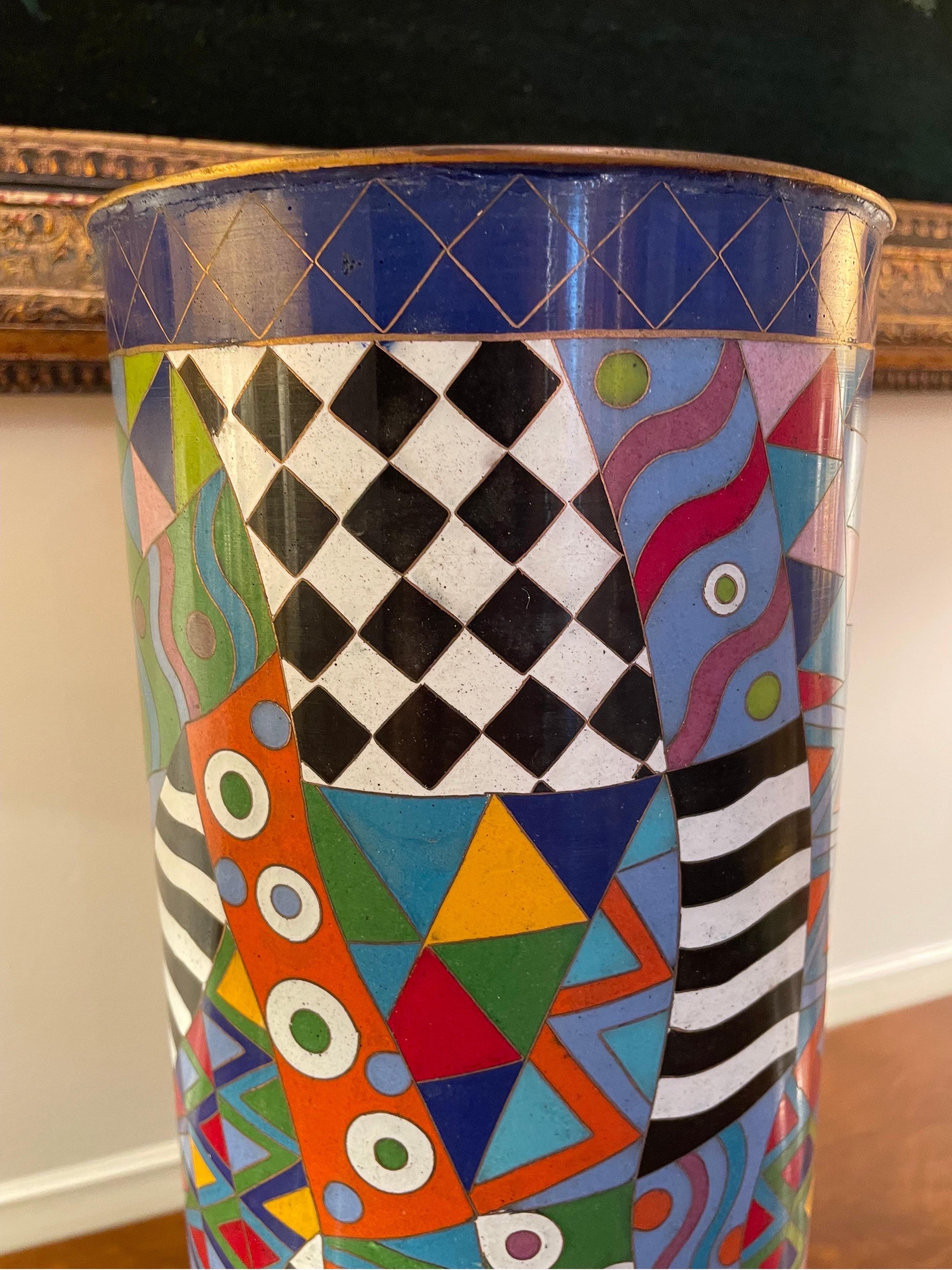 Modern Missoni Cloissone Vase Colors Large Rare  For Sale