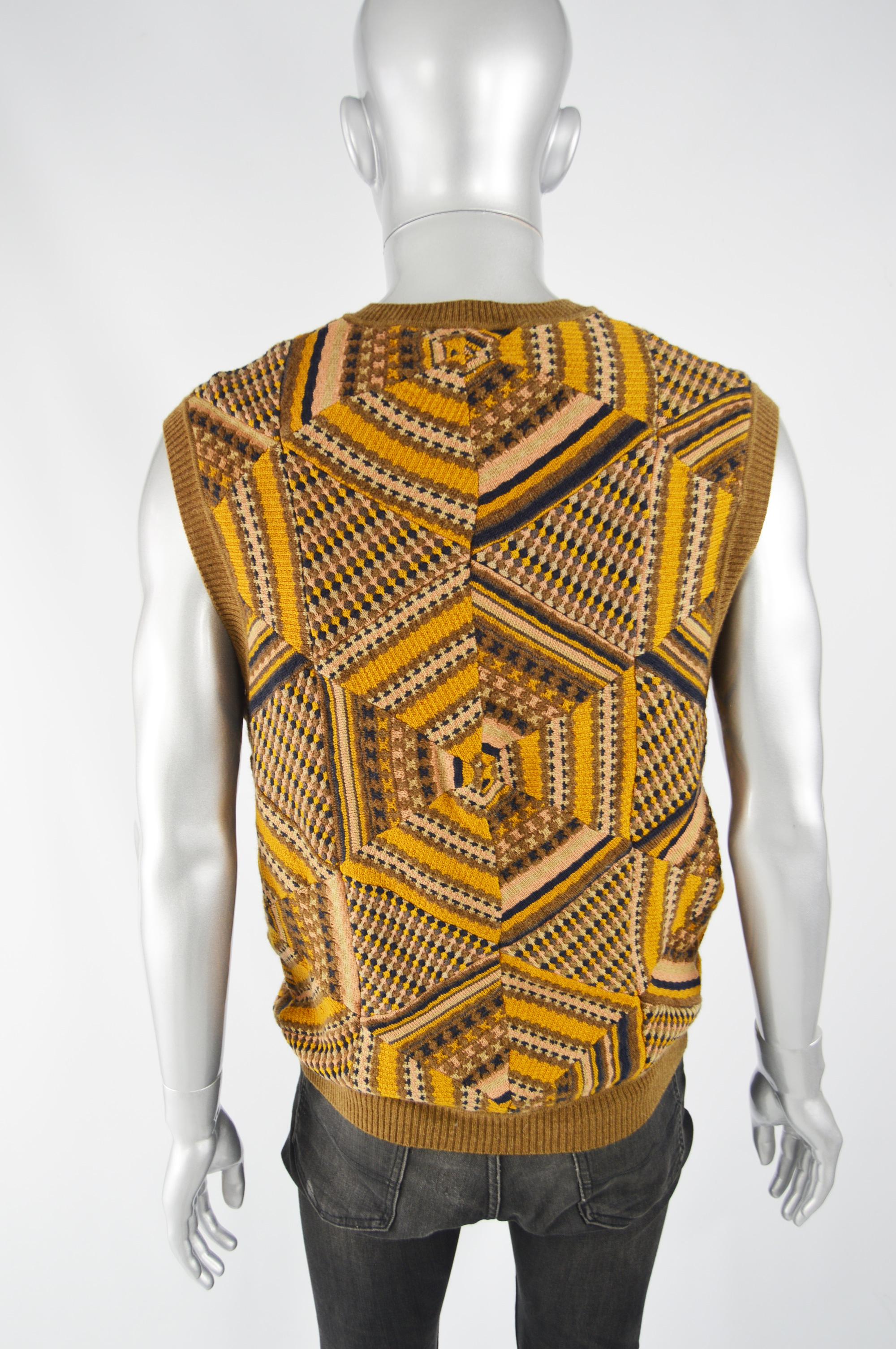 Missoni Collectable Mens Patchwork Knit Sweater Vest In Excellent Condition In Doncaster, South Yorkshire