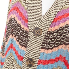 MISSONI Collection yellow brown multicolor chevon intarsia knitted cardigan XS