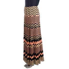 MISSONI - Jupe longue en maille LUREX plissée noire et dorée, 40 S