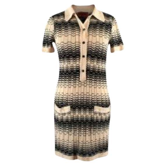 Striped Sleeveless Knitted Dress Cream Black