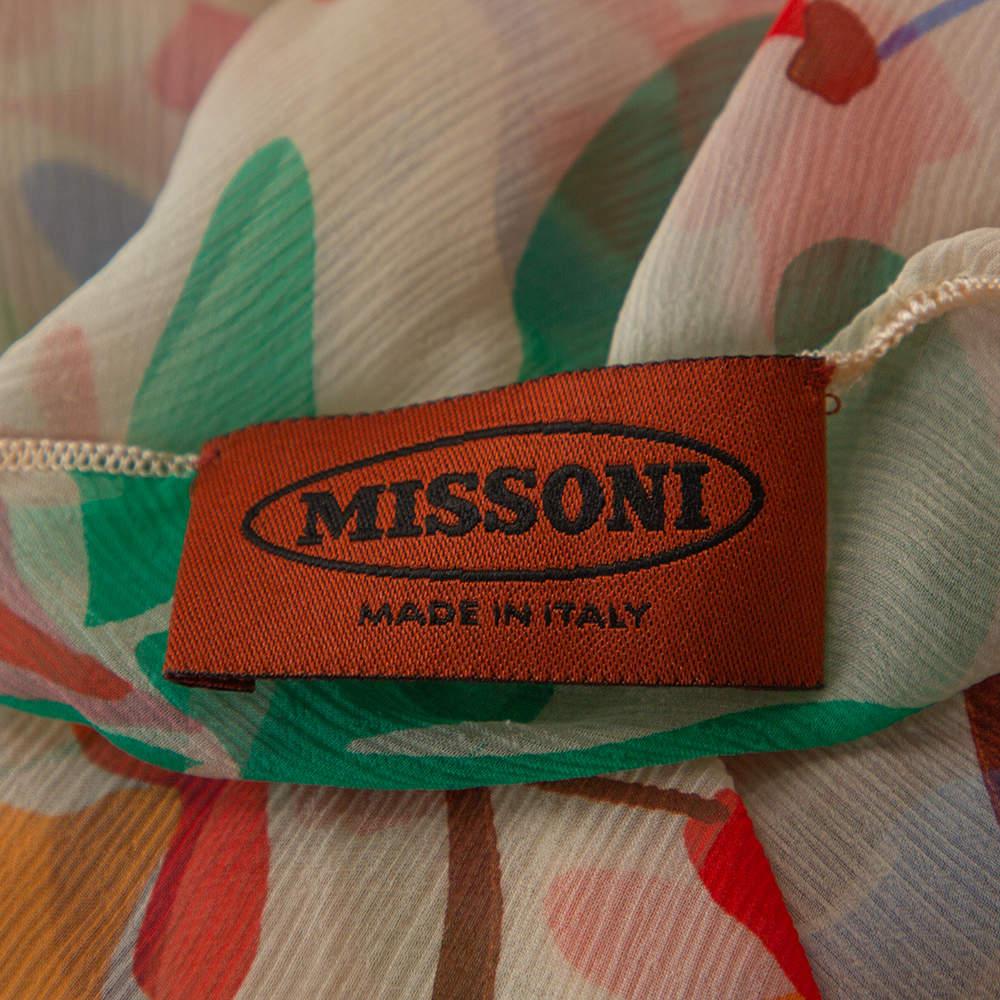 Robe longue Missoni en crêpe transparent à imprimé floral crème M en vente 1