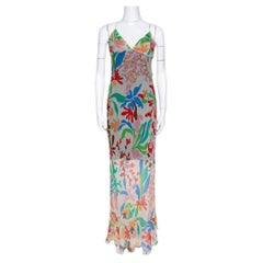 Missoni Cremefarbenes Maxikleid mit Blumendruck aus durchscheinendem Krepp M