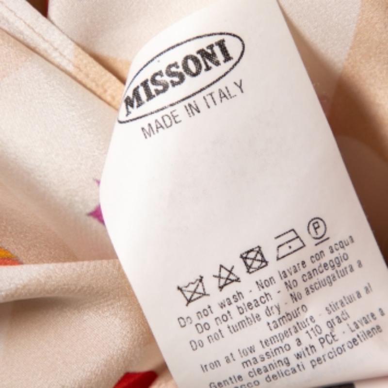 Missoni Cremefarbenes Hemd aus bedrucktem Krepp und Strick mit detaillierter Knopfleiste M (Beige) im Angebot