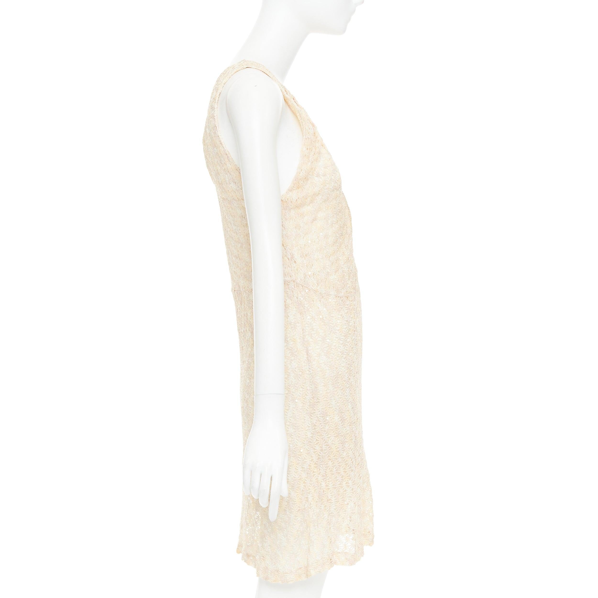 Missoni crema con paillettes, mini abito a maglia larga e collo a pieghe IT44 L. In condizioni buone in vendita a Hong Kong, NT
