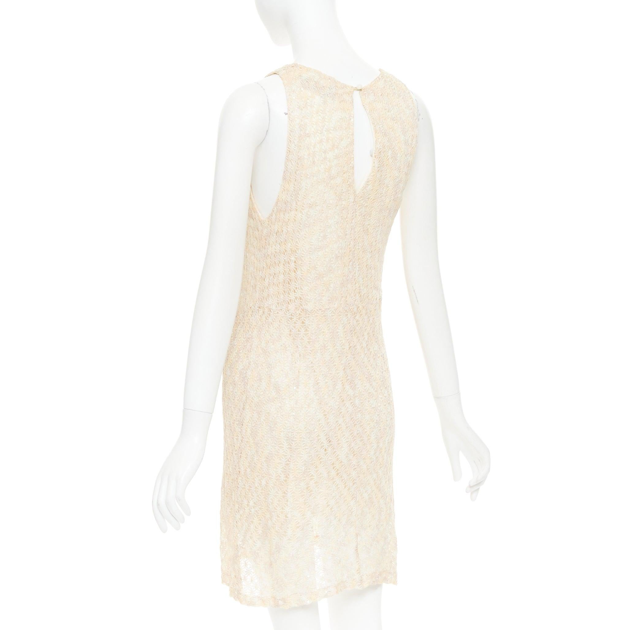 Missoni crema con paillettes, mini abito a maglia larga e collo a pieghe IT44 L. in vendita 1