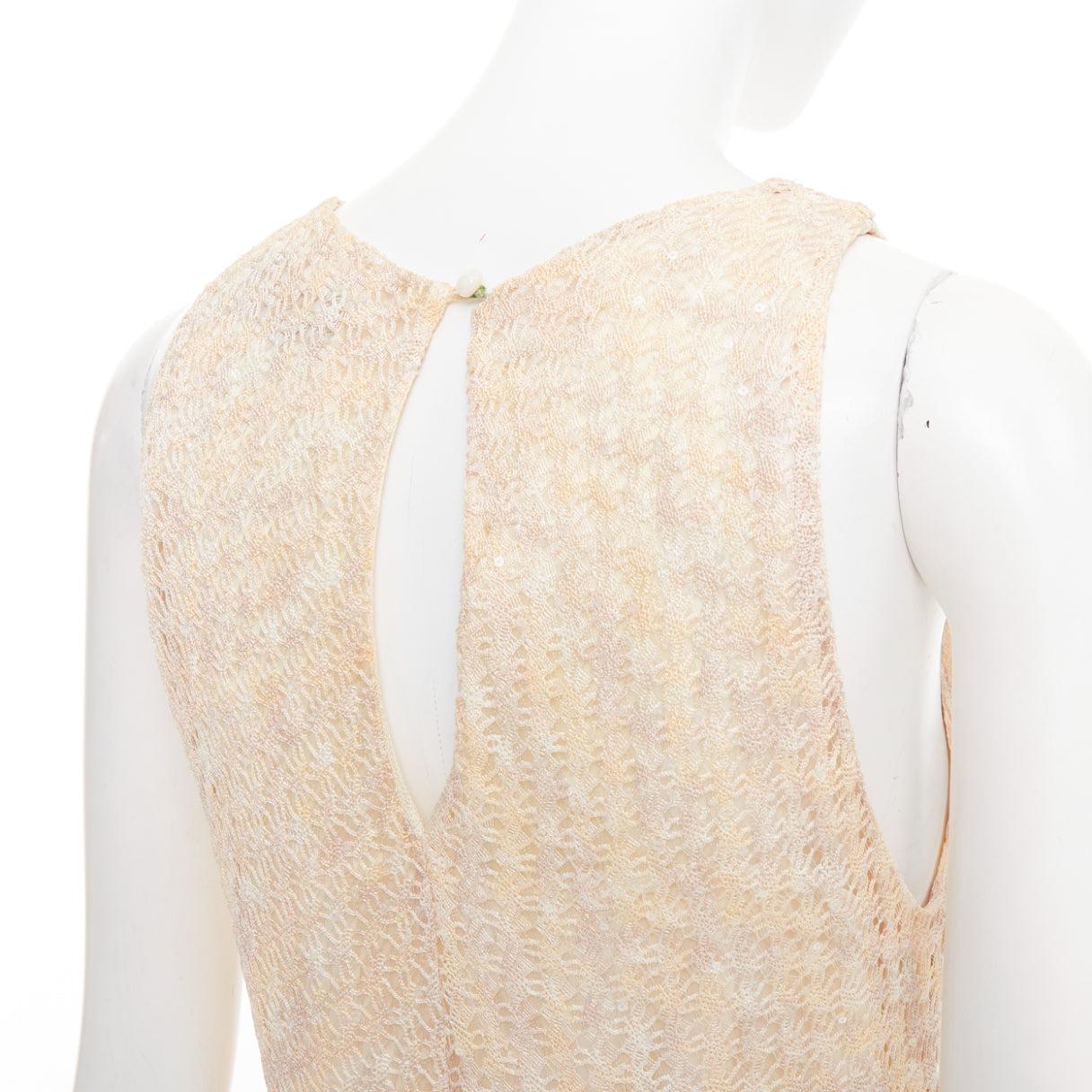 Missoni crema con paillettes, mini abito a maglia larga e collo a pieghe IT44 L. in vendita 2