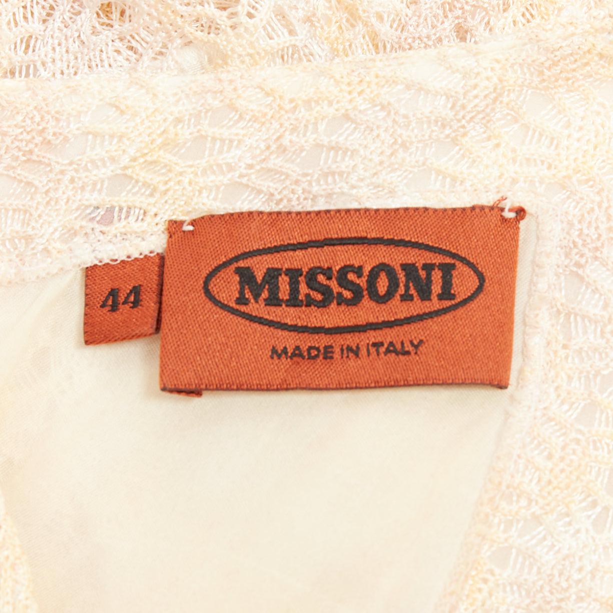 Missoni crema con paillettes, mini abito a maglia larga e collo a pieghe IT44 L. in vendita 3