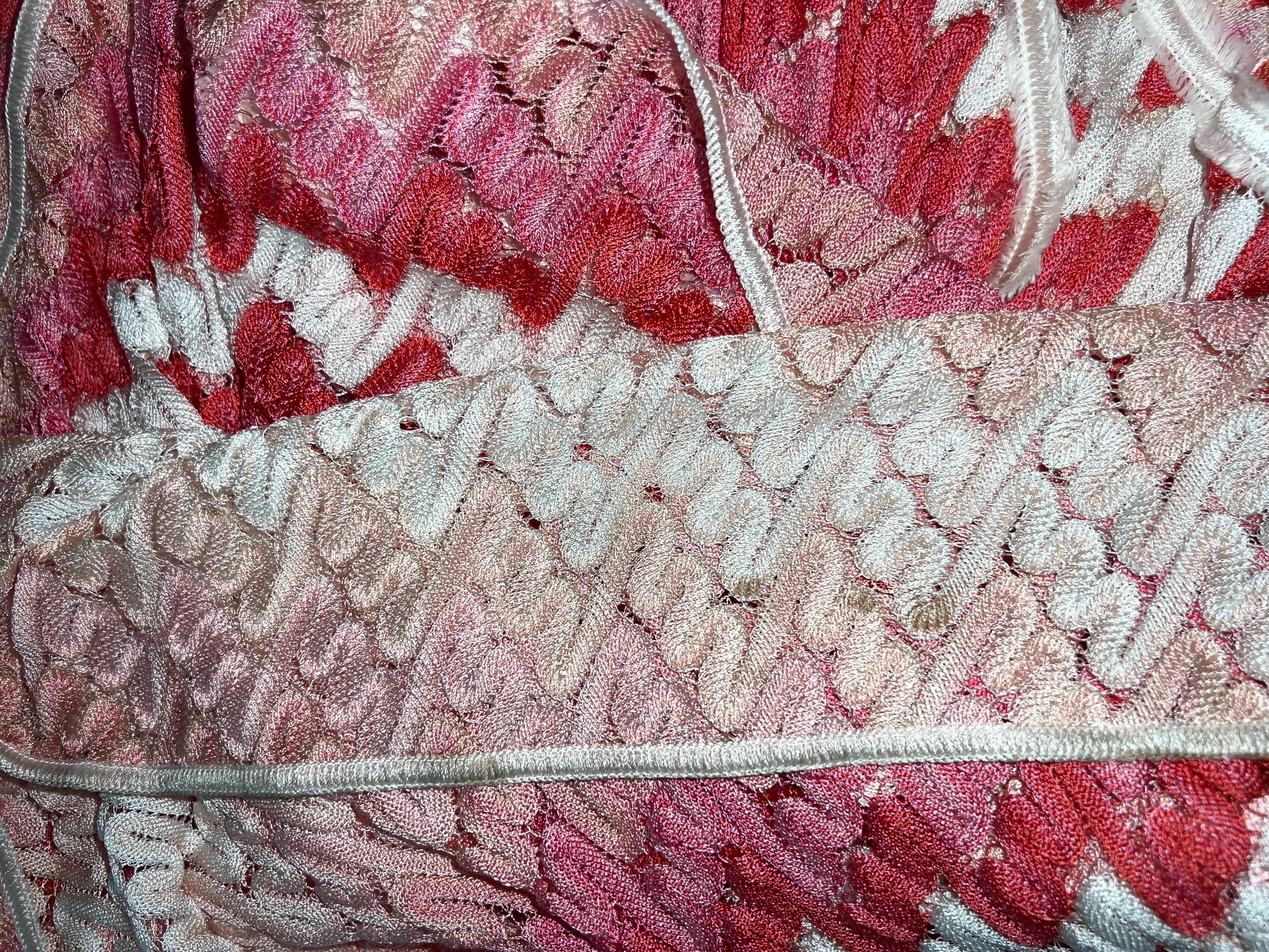 Missoni Crochet Knit Maxi Dress Pink Shades with Peek-a-boo Detail 42 5