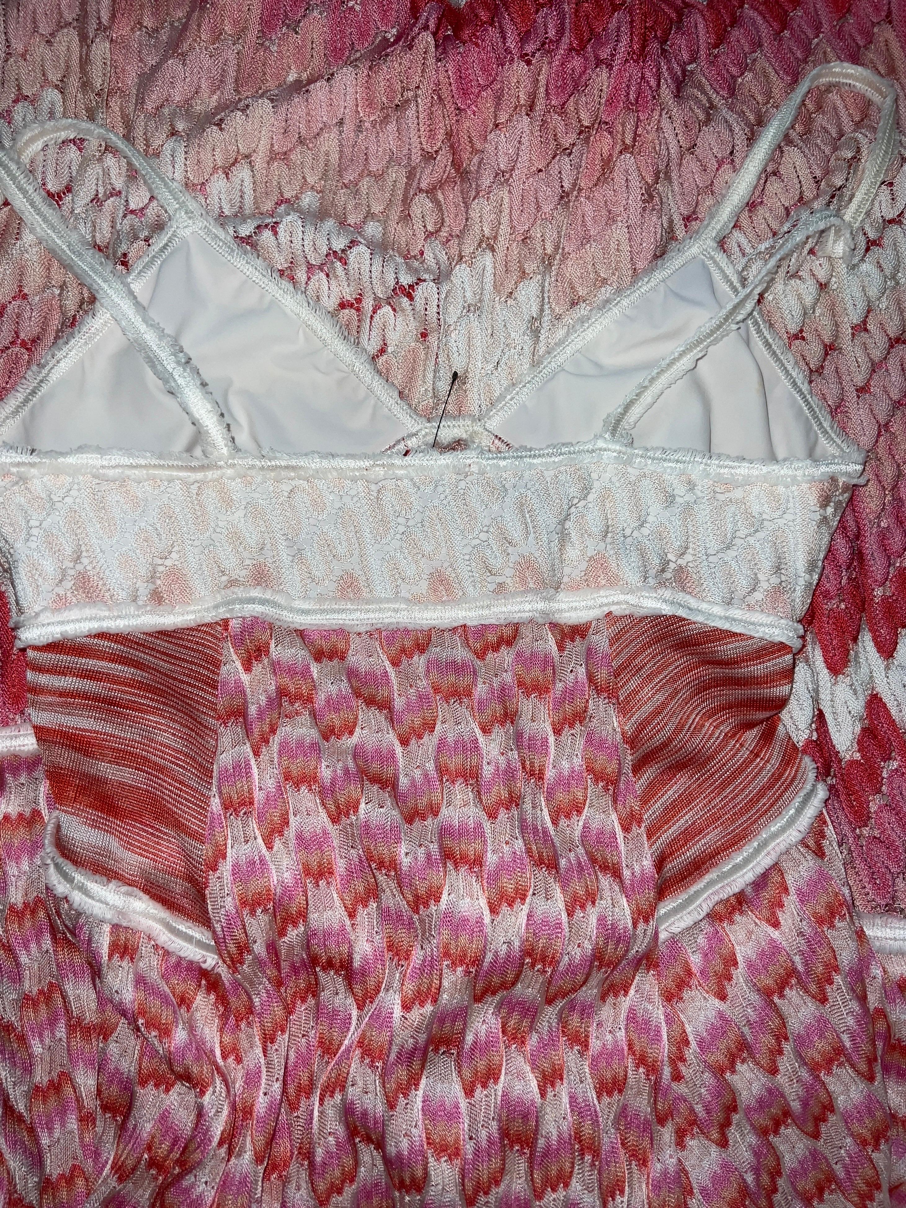 Missoni Crochet Knit Maxi Dress Pink Shades with Peek-a-boo Detail 42 2
