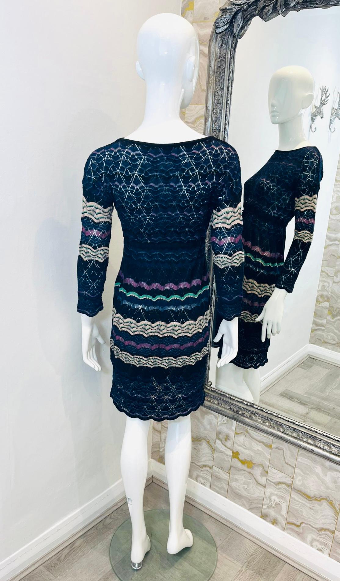 Missoni Crochet Knit Striped Dress In Excellent Condition For Sale In London, GB