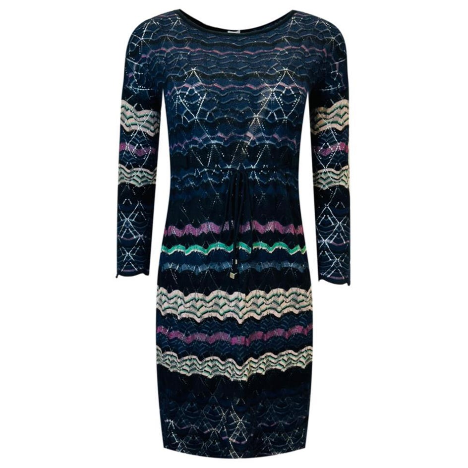 Missoni Gestricktes gestreiftes Häkelkleid